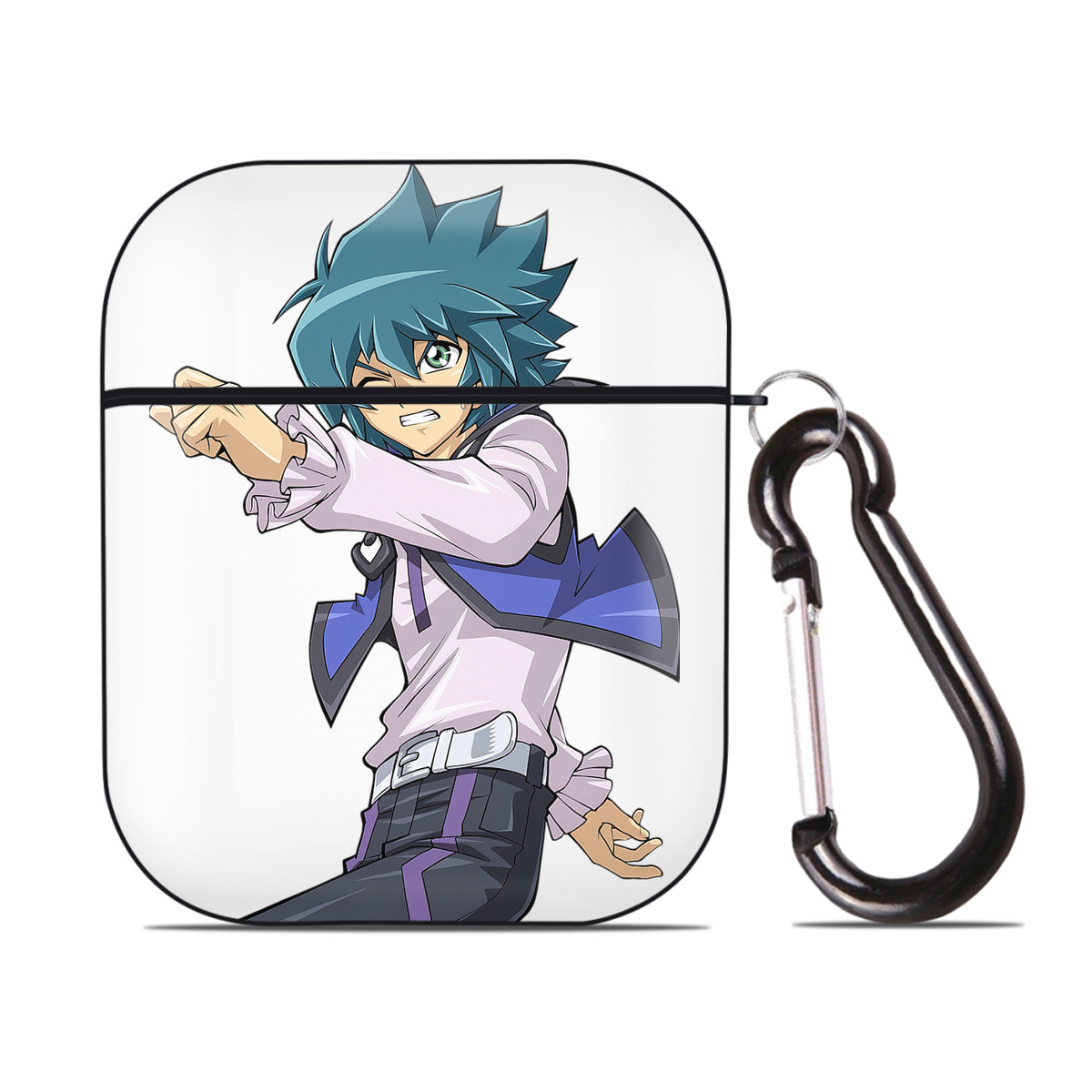（画像用） 遊☆戯☆王 Yu-Gi-Oh! AirPods 第2世代保護ケース ハードシェル ブラック 耐衝撃・防指紋・カラビナ付き