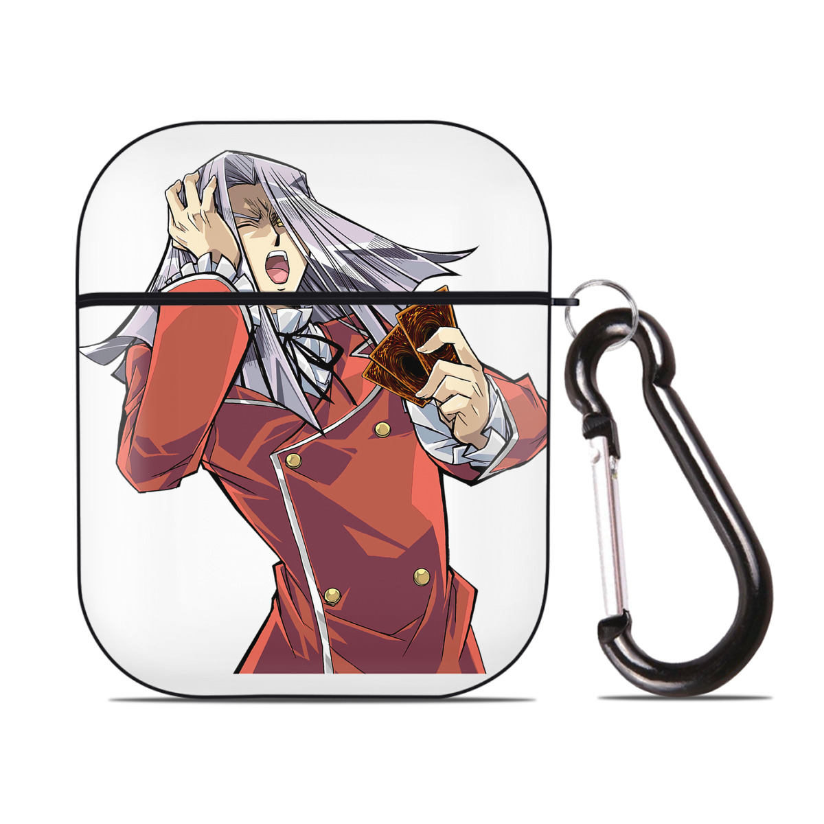 （画像用） 遊☆戯☆王 Yu-Gi-Oh! AirPods 第2世代保護ケース ハードシェル ブラック 耐衝撃・防指紋・カラビナ付き