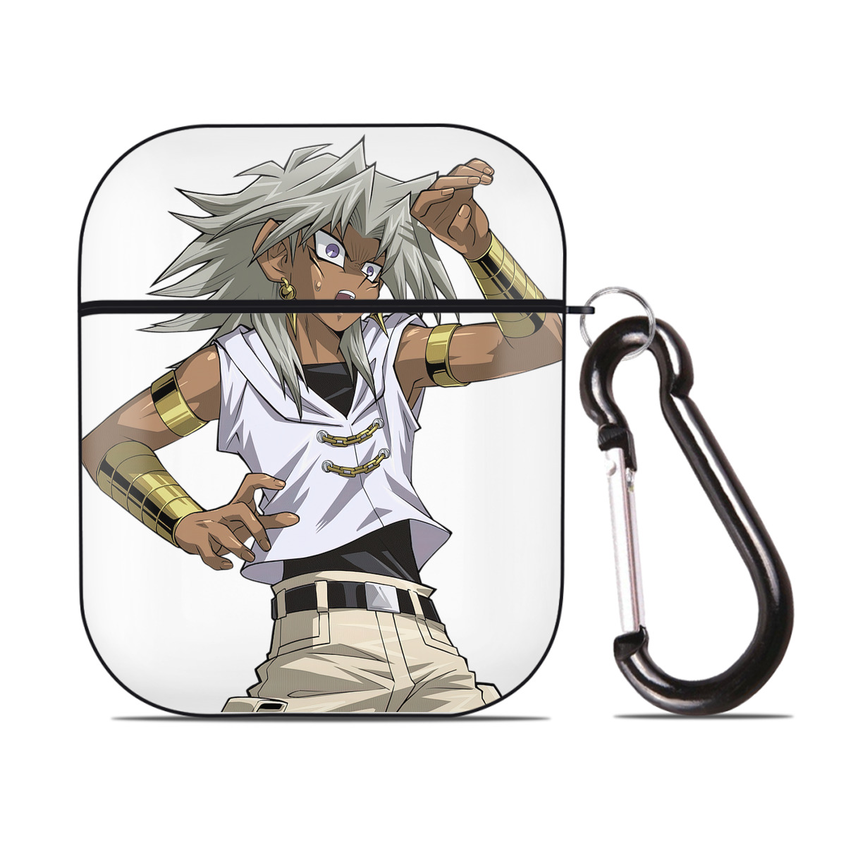 （画像用） 遊☆戯☆王 Yu-Gi-Oh! AirPods 第2世代保護ケース ハードシェル ブラック 耐衝撃・防指紋・カラビナ付き