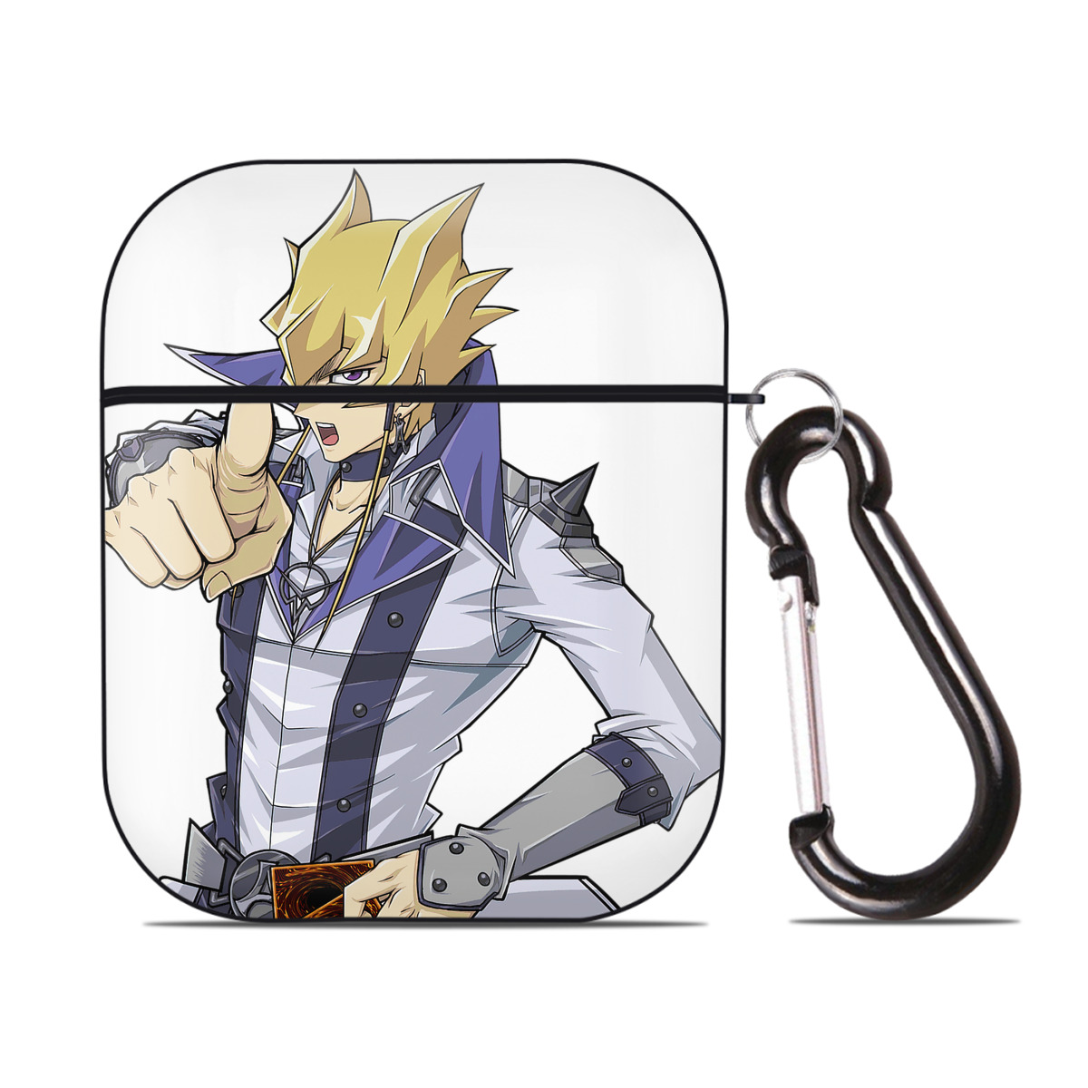 （画像用） 遊☆戯☆王 Yu-Gi-Oh! AirPods 第2世代保護ケース ハードシェル ブラック 耐衝撃・防指紋・カラビナ付き