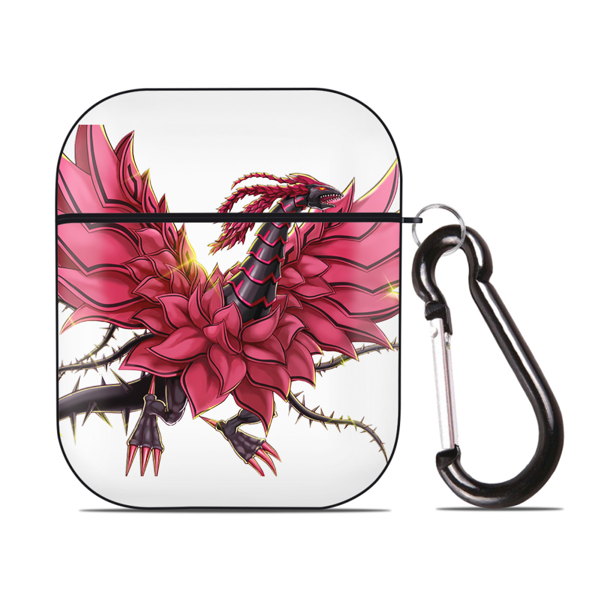 （画像用） 遊☆戯☆王 Yu-Gi-Oh! AirPods 第2世代保護ケース ハードシェル ブラック 耐衝撃・防指紋・カラビナ付き