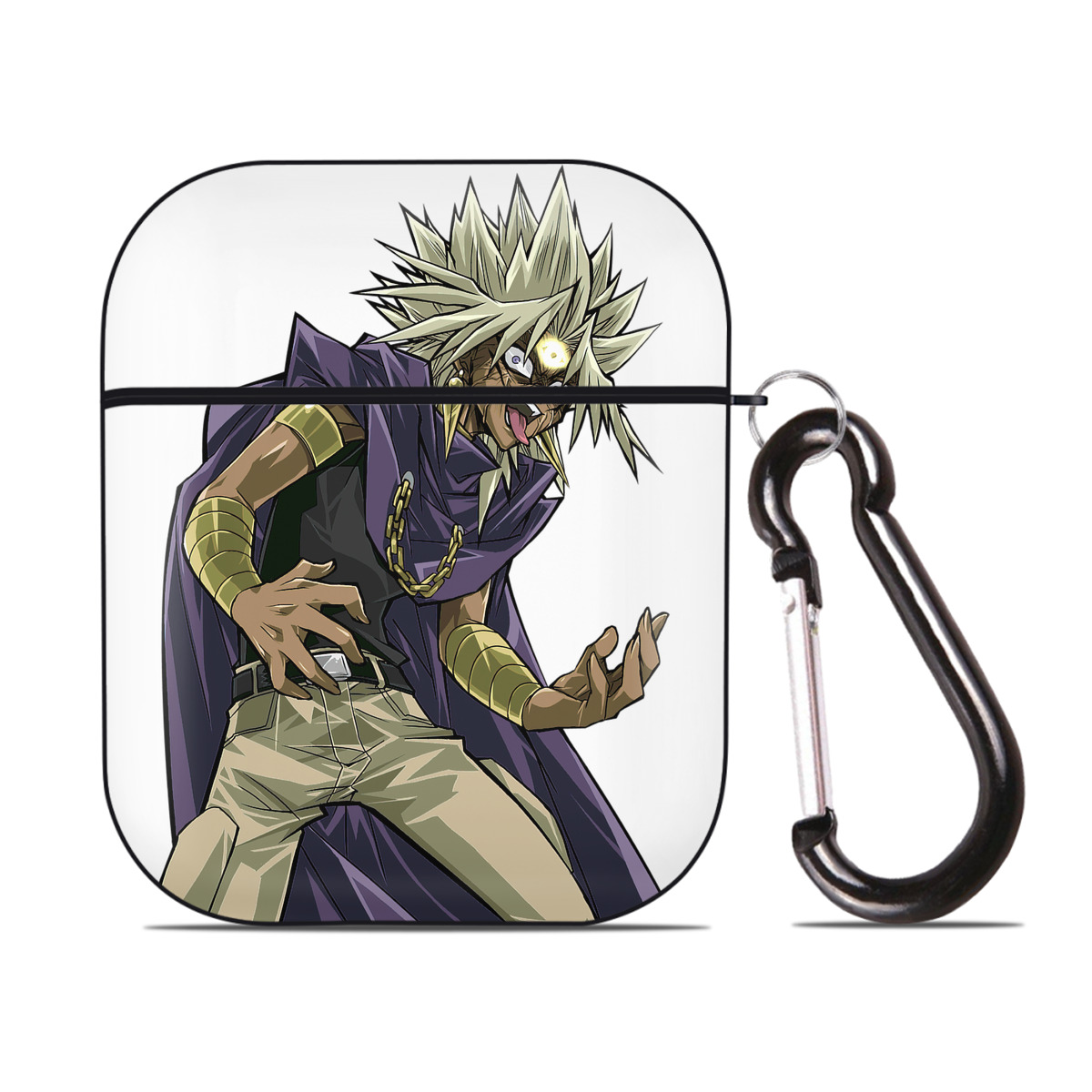 （画像用） 遊☆戯☆王 Yu-Gi-Oh! AirPods 第2世代保護ケース ハードシェル ブラック 耐衝撃・防指紋・カラビナ付き