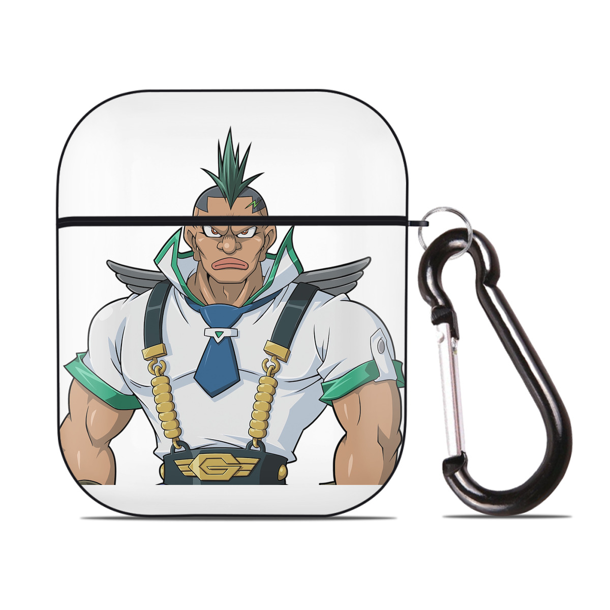 （画像用） 遊☆戯☆王 Yu-Gi-Oh! AirPods 第2世代保護ケース ハードシェル ブラック 耐衝撃・防指紋・カラビナ付き
