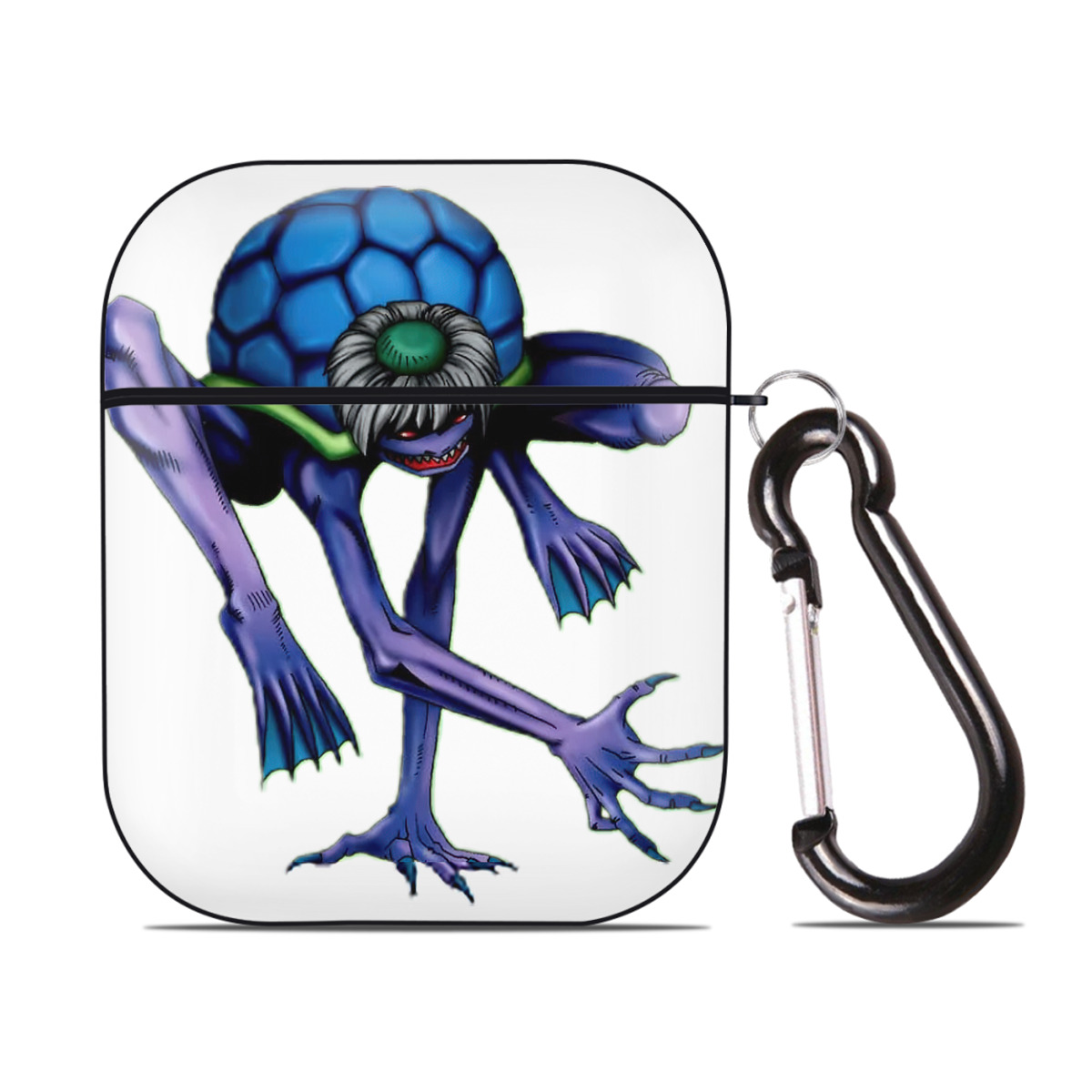 （画像用） 遊☆戯☆王 Yu-Gi-Oh! AirPods 第2世代保護ケース ハードシェル ブラック 耐衝撃・防指紋・カラビナ付き