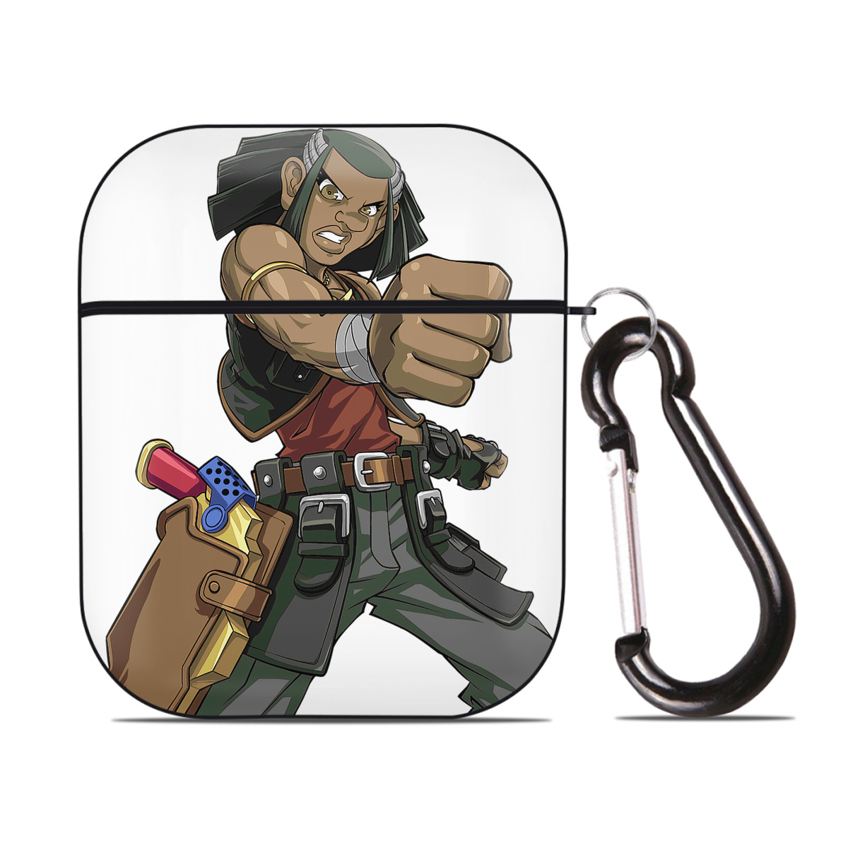（画像用） 遊☆戯☆王 Yu-Gi-Oh! AirPods 第2世代保護ケース ハードシェル ブラック 耐衝撃・防指紋・カラビナ付き