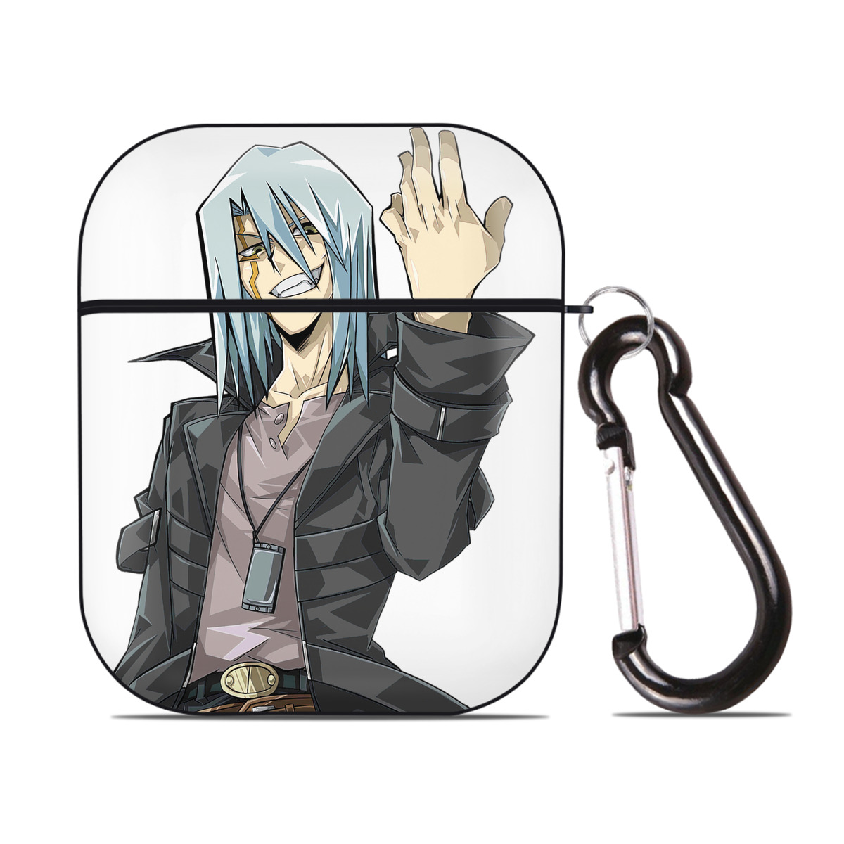 （画像用） 遊☆戯☆王 Yu-Gi-Oh! AirPods 第2世代保護ケース ハードシェル ブラック 耐衝撃・防指紋・カラビナ付き