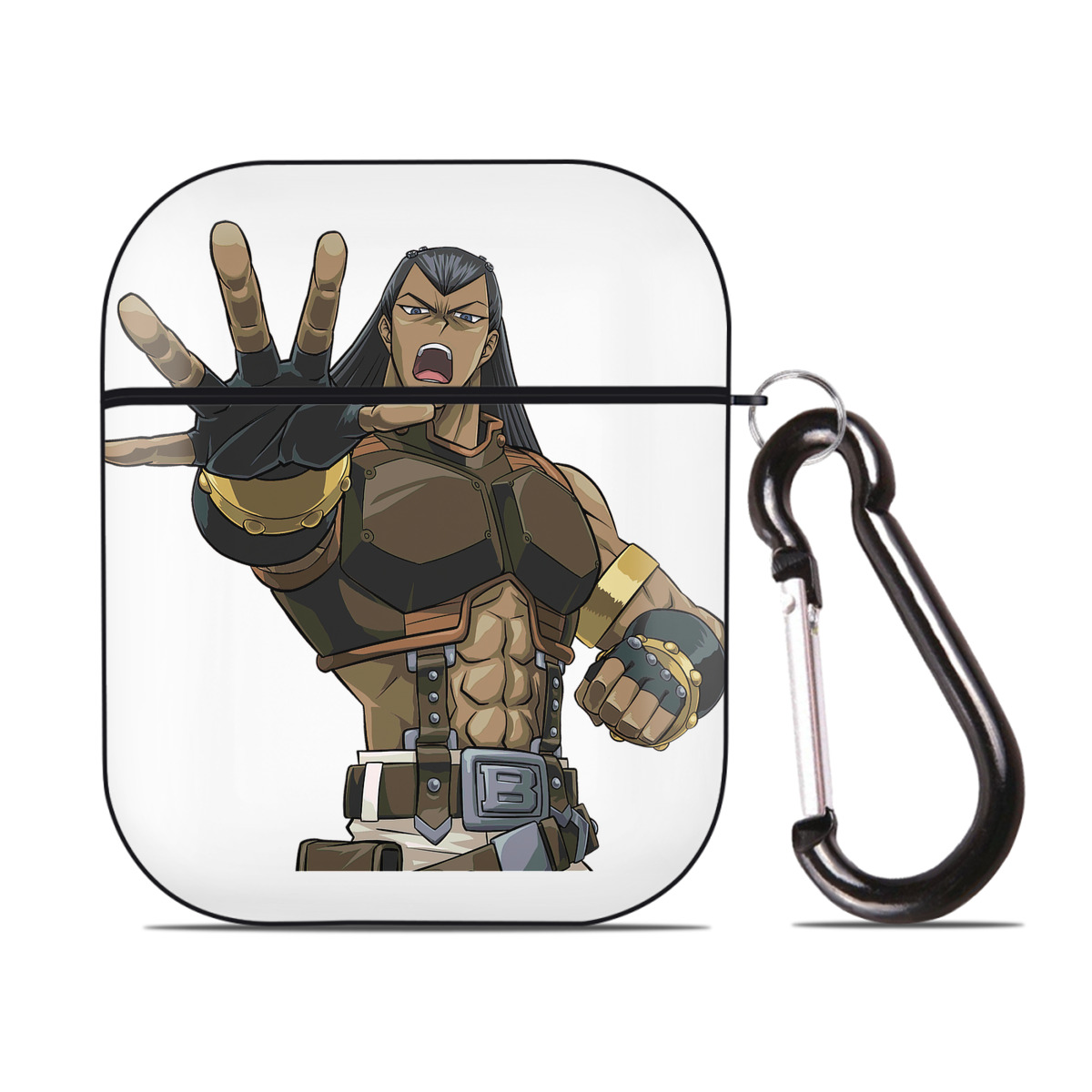 （画像用） 遊☆戯☆王 Yu-Gi-Oh! AirPods 第2世代保護ケース ハードシェル ブラック 耐衝撃・防指紋・カラビナ付き