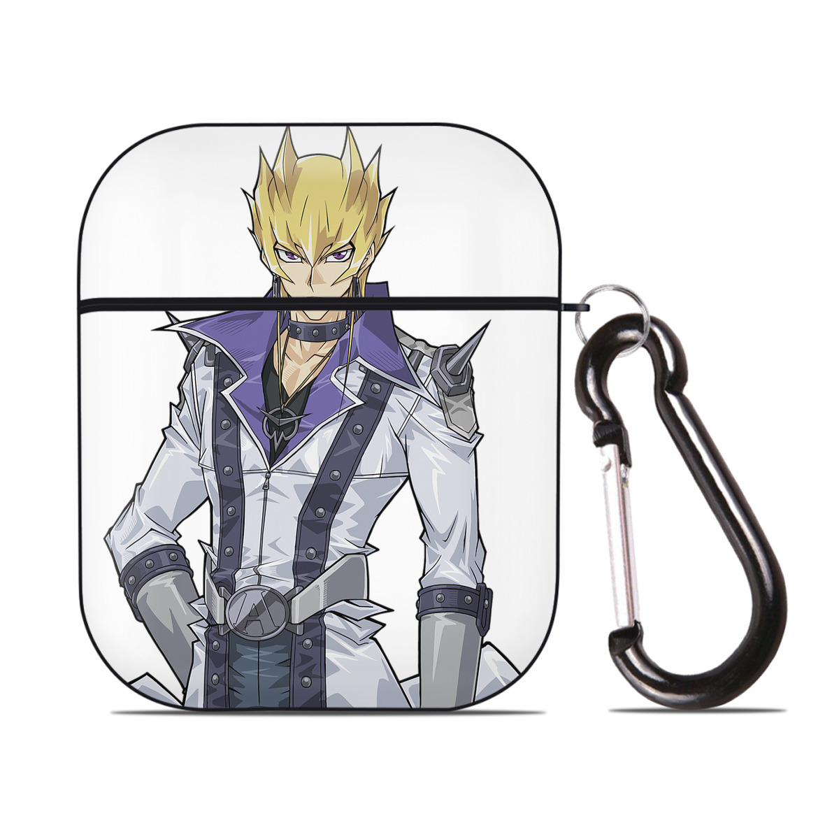 （画像用） 遊☆戯☆王 Yu-Gi-Oh! AirPods 第2世代保護ケース ハードシェル ブラック 耐衝撃・防指紋・カラビナ付き