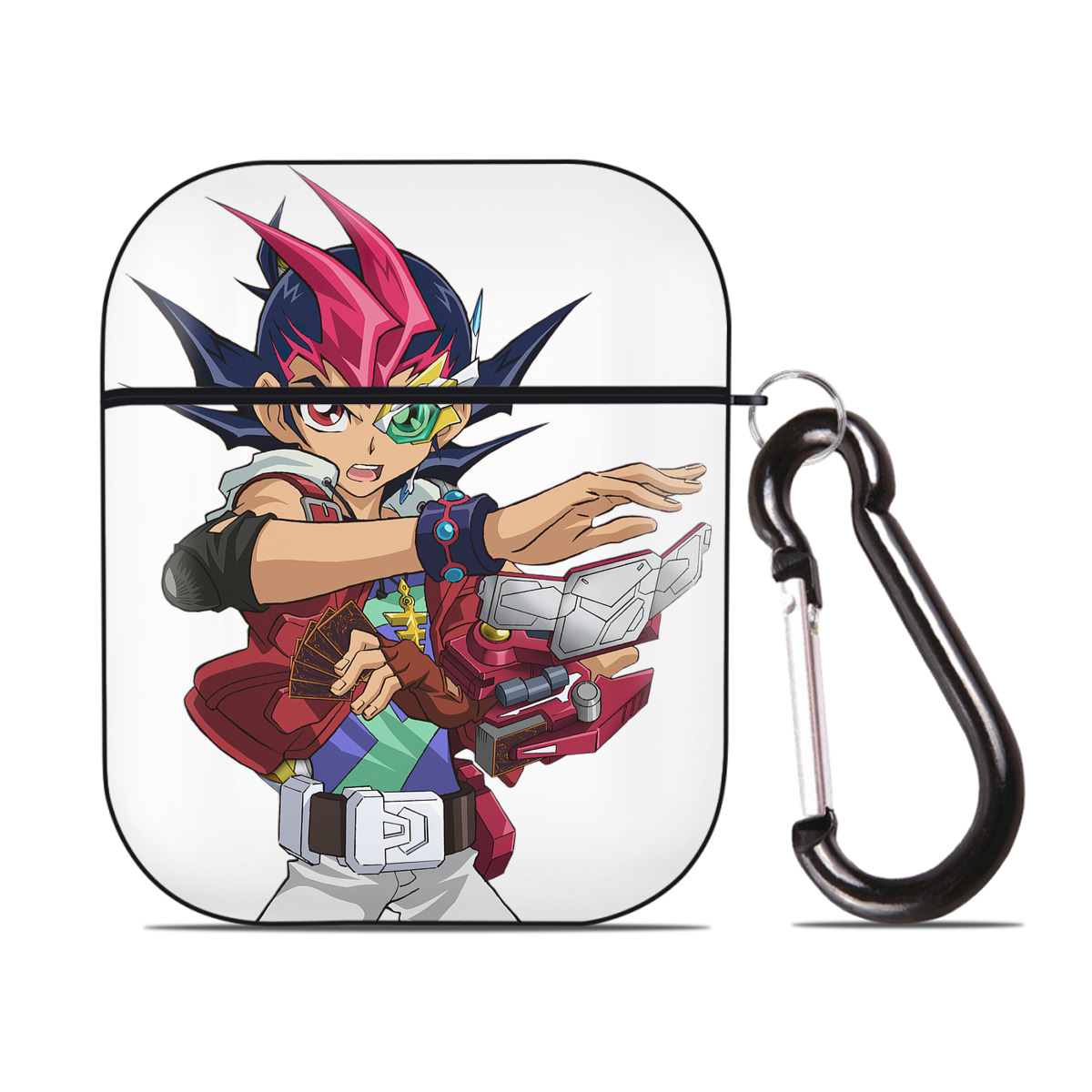 （画像用） 遊☆戯☆王 Yu-Gi-Oh! AirPods 第2世代保護ケース ハードシェル ブラック 耐衝撃・防指紋・カラビナ付き