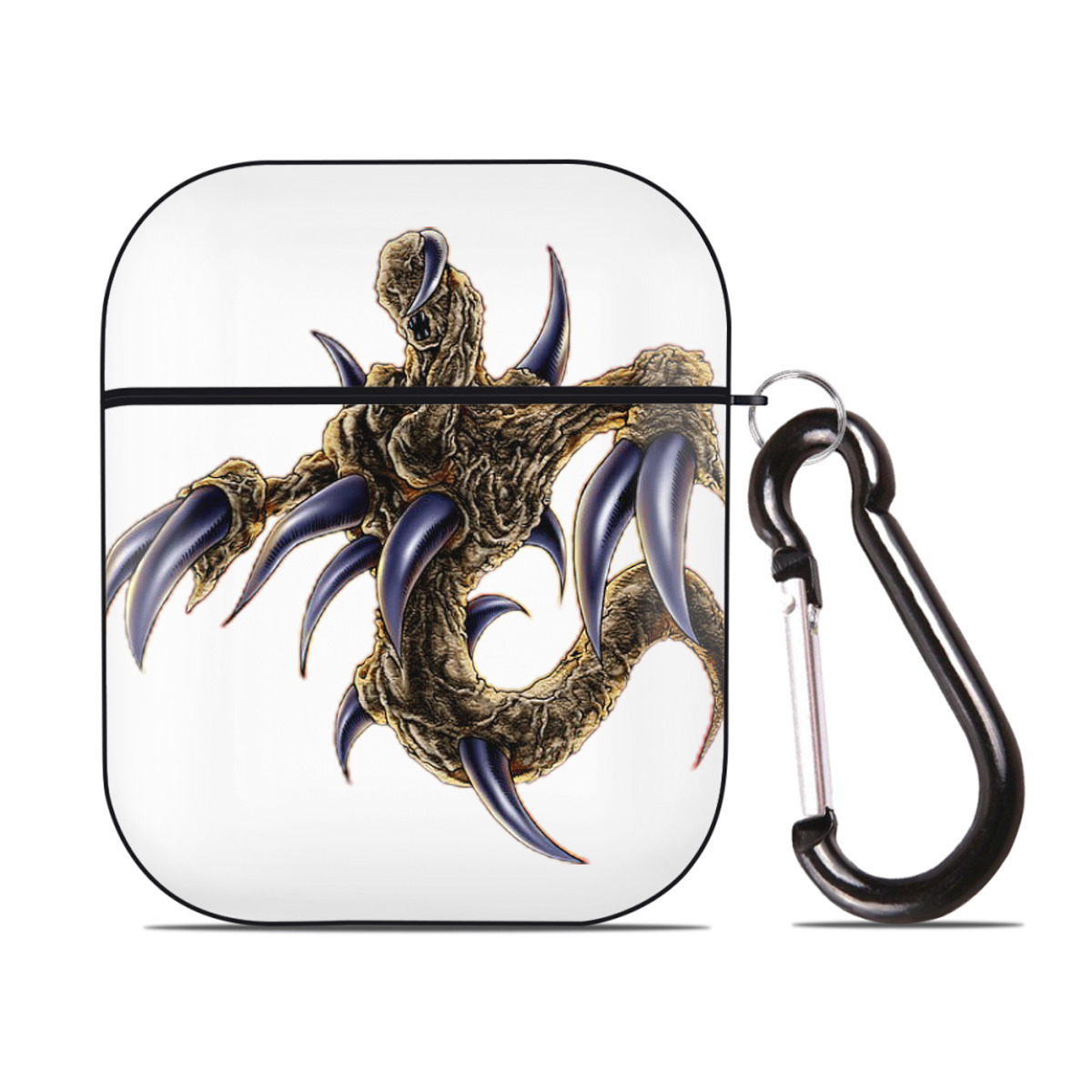 （画像用） 遊☆戯☆王 Yu-Gi-Oh! AirPods 第2世代保護ケース ハードシェル ブラック 耐衝撃・防指紋・カラビナ付き