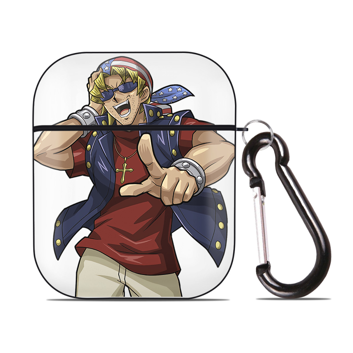 （画像用） 遊☆戯☆王 Yu-Gi-Oh! AirPods 第2世代保護ケース ハードシェル ブラック 耐衝撃・防指紋・カラビナ付き