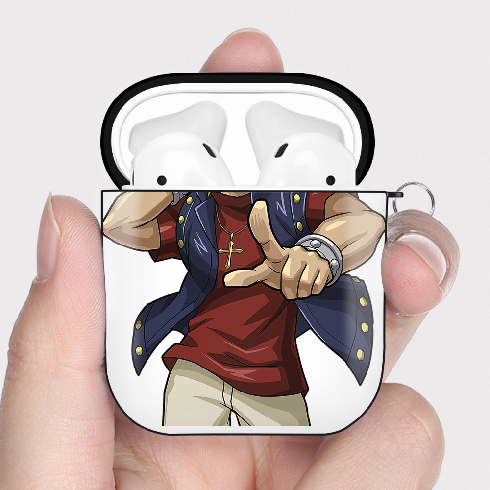 （画像用） 遊☆戯☆王 Yu-Gi-Oh! AirPods 第2世代保護ケース ハードシェル ブラック 耐衝撃・防指紋・カラビナ付き