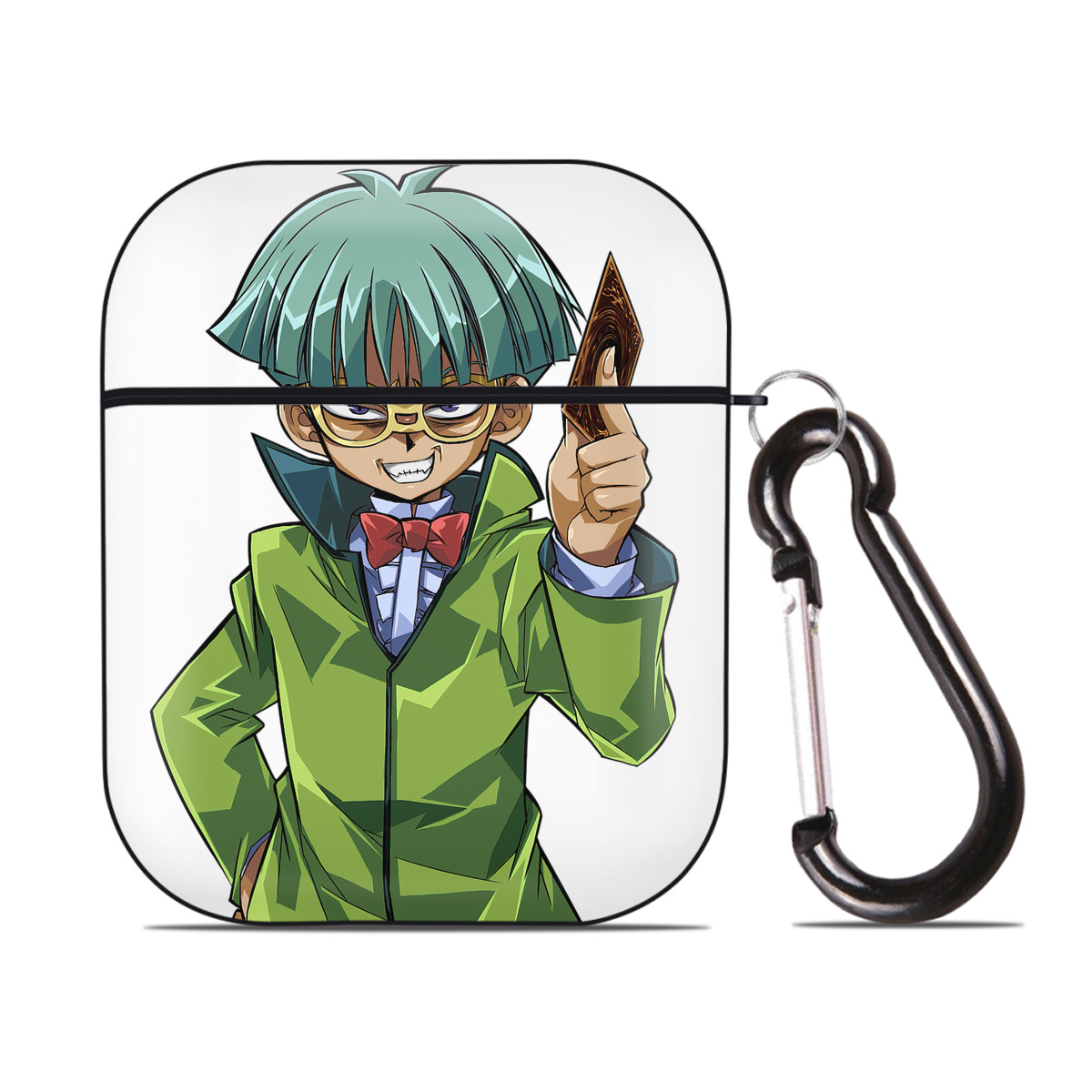 （画像用） 遊☆戯☆王 Yu-Gi-Oh! AirPods 第2世代保護ケース ハードシェル ブラック 耐衝撃・防指紋・カラビナ付き