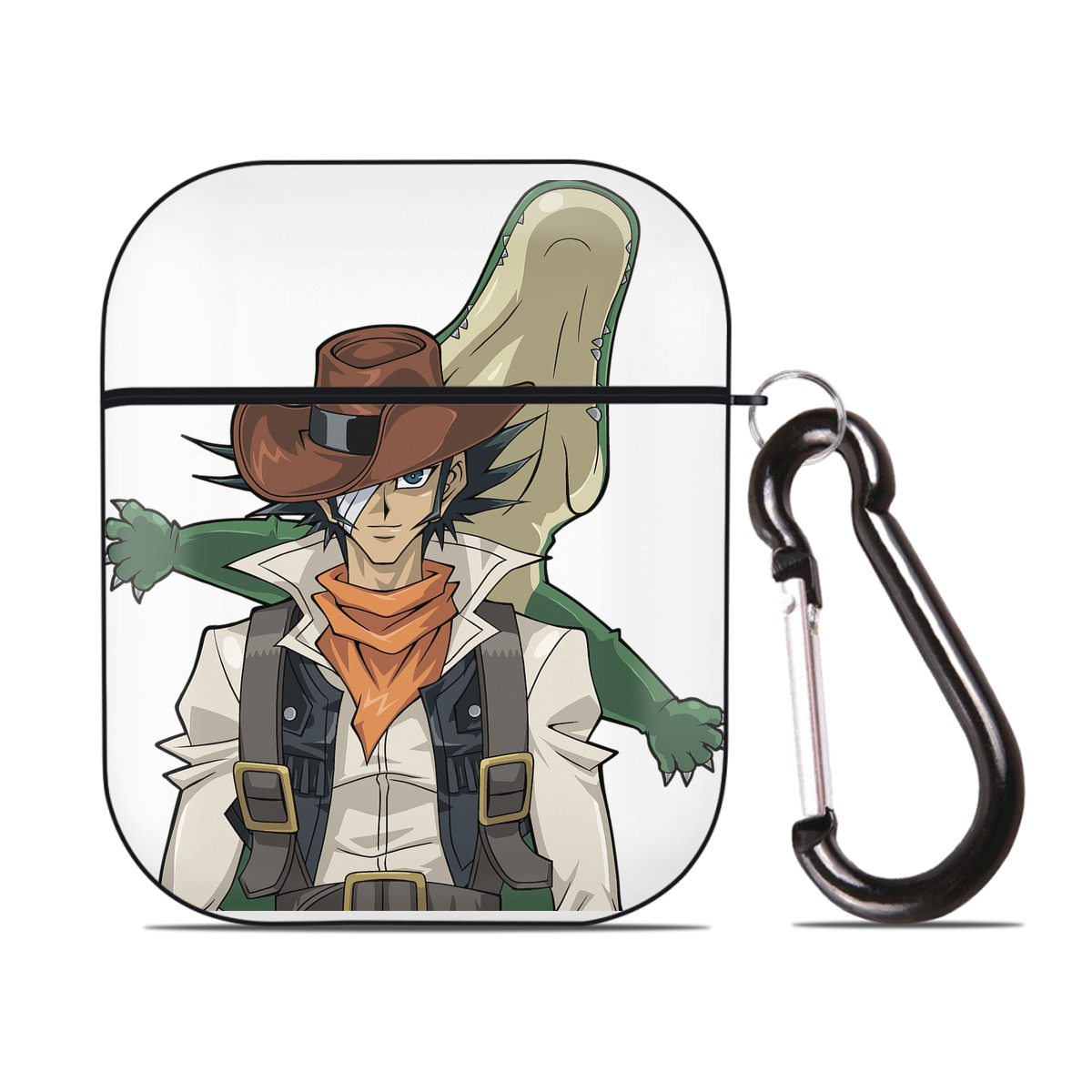 （画像用） 遊☆戯☆王 Yu-Gi-Oh! AirPods 第2世代保護ケース ハードシェル ブラック 耐衝撃・防指紋・カラビナ付き
