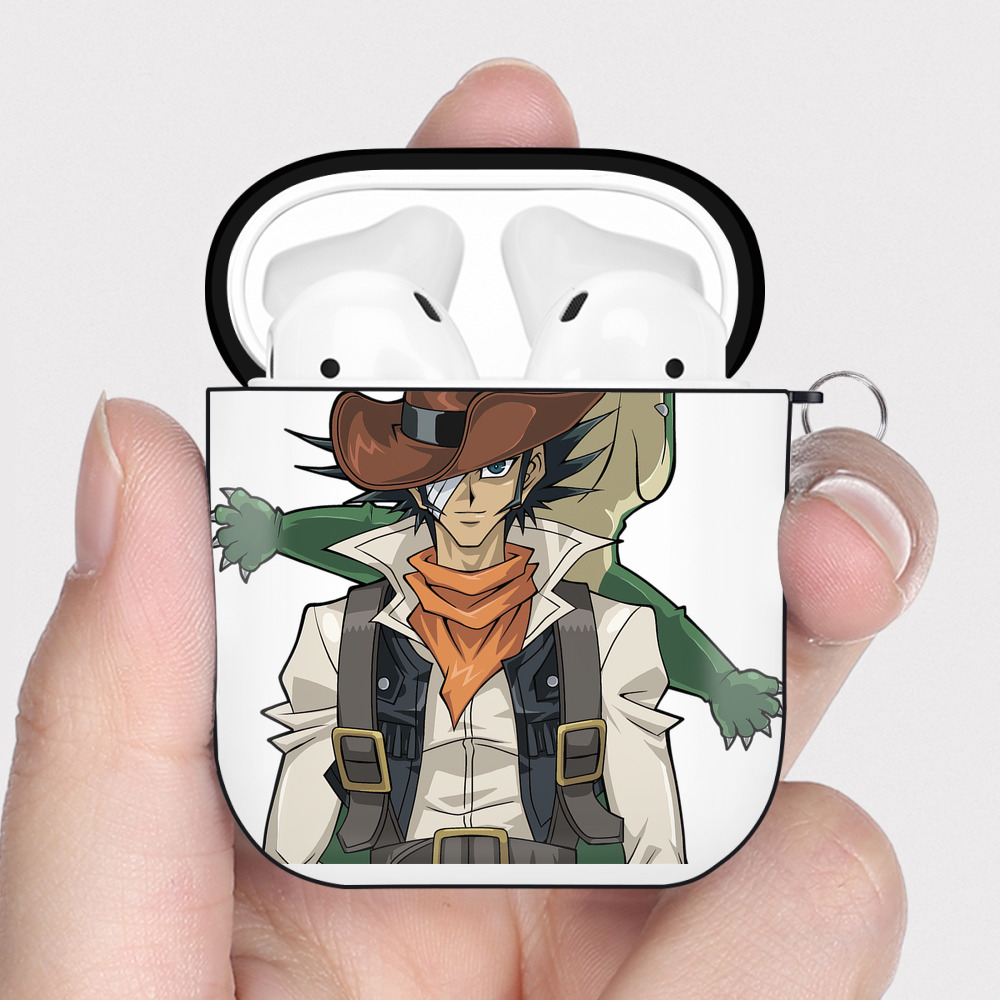 （画像用） 遊☆戯☆王 Yu-Gi-Oh! AirPods 第2世代保護ケース ハードシェル ブラック 耐衝撃・防指紋・カラビナ付き