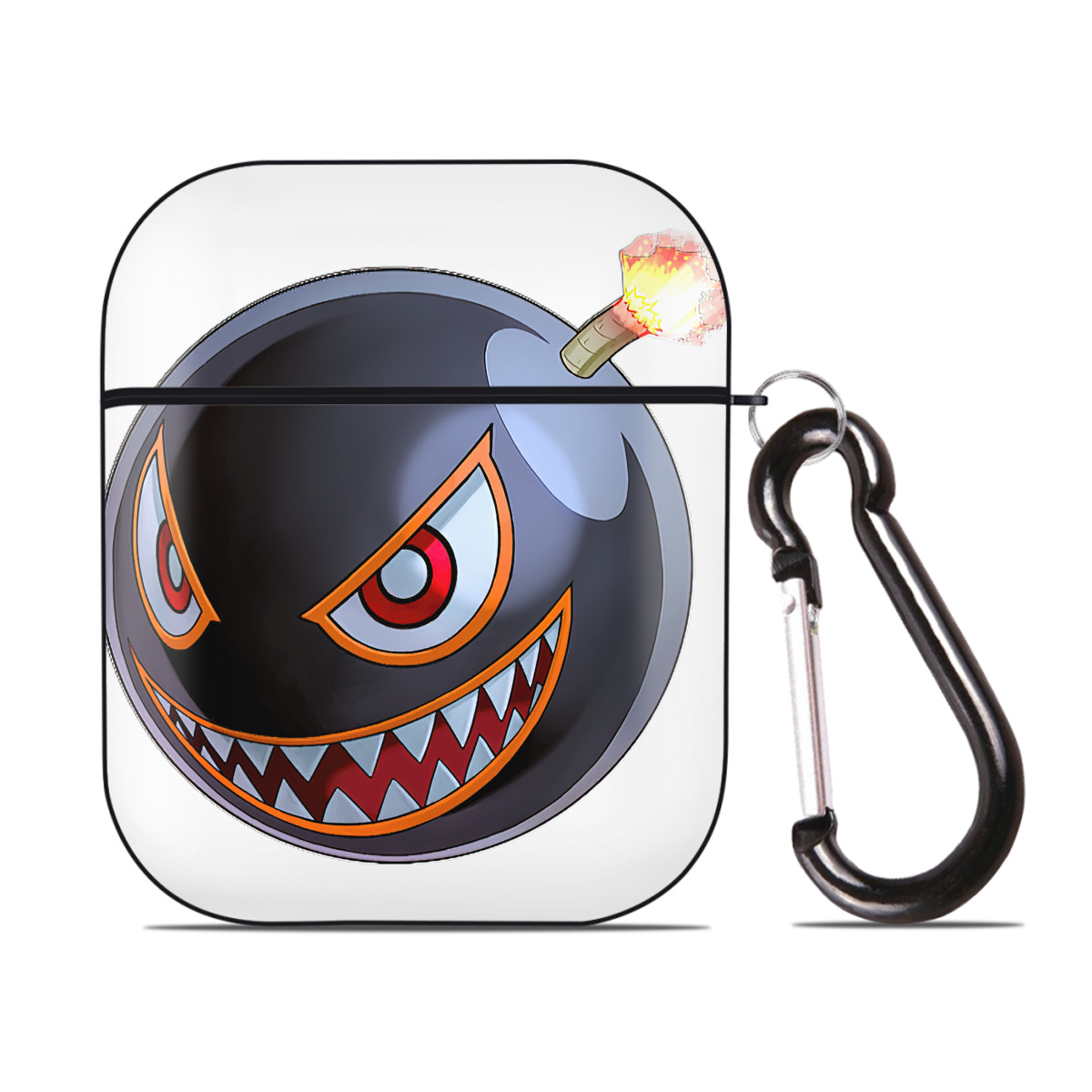 （画像用） 遊☆戯☆王 Yu-Gi-Oh! AirPods 第2世代保護ケース ハードシェル ブラック 耐衝撃・防指紋・カラビナ付き