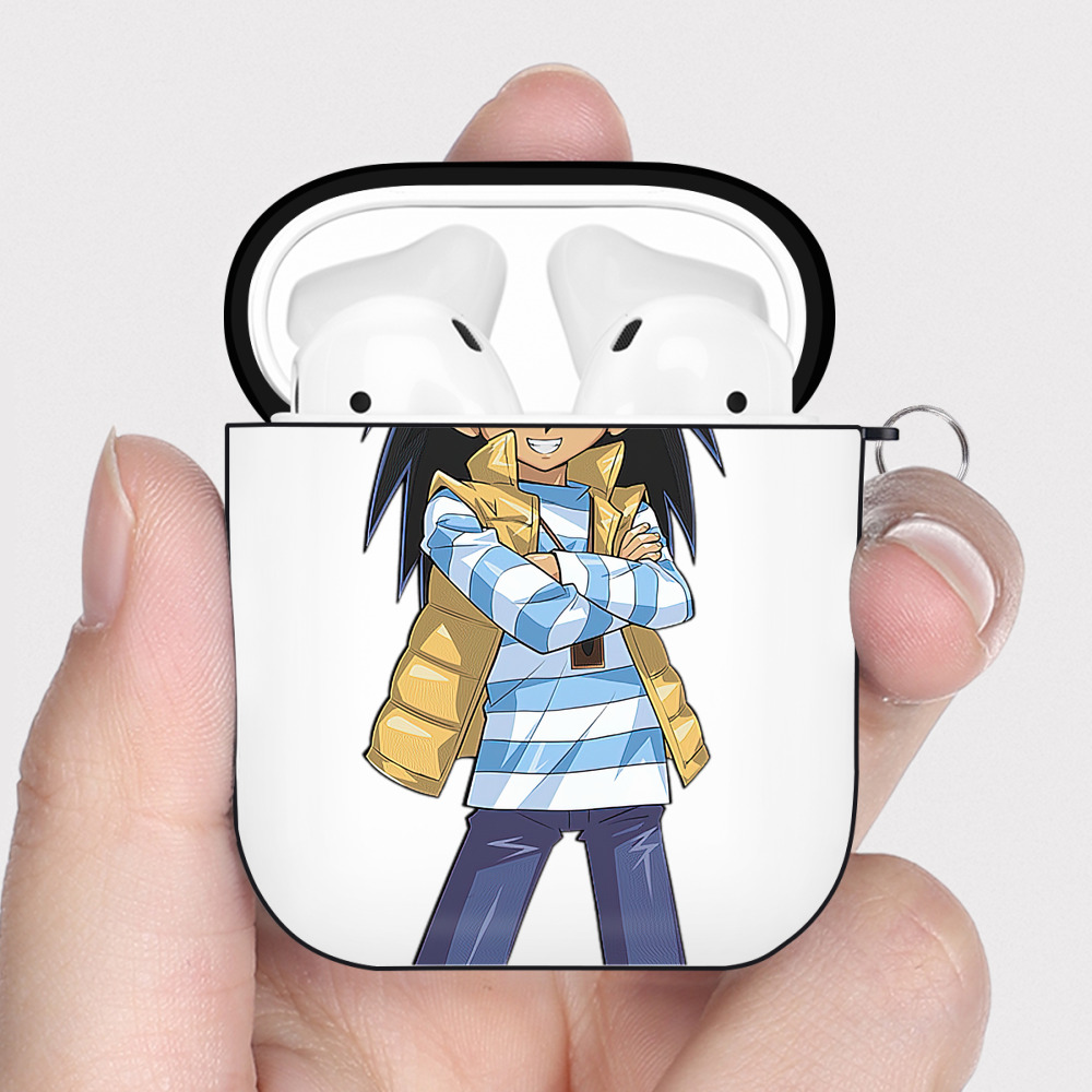 （画像用） 遊☆戯☆王 Yu-Gi-Oh! AirPods 第2世代保護ケース ハードシェル ブラック 耐衝撃・防指紋・カラビナ付き