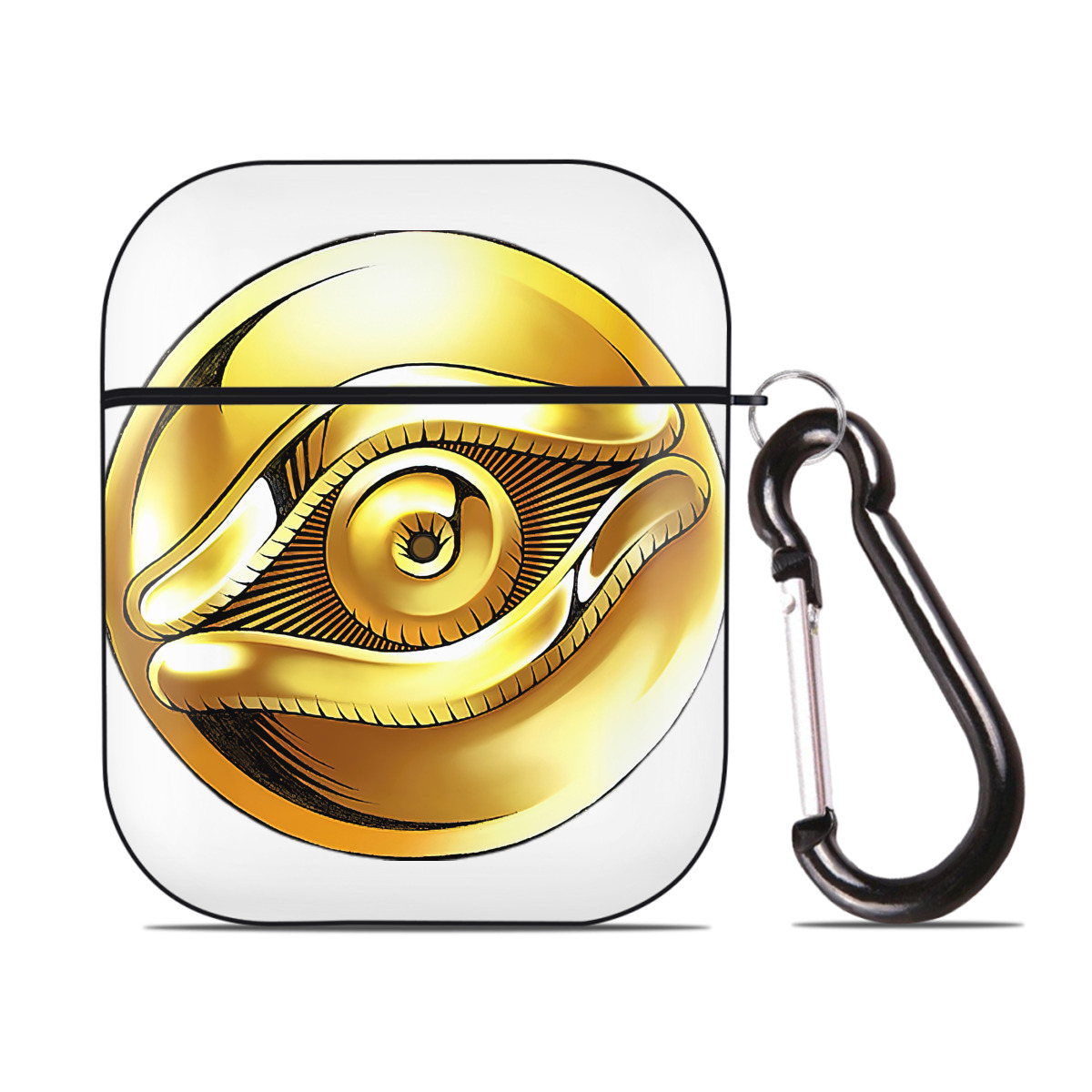 （画像用） 遊☆戯☆王 Yu-Gi-Oh! AirPods 第2世代保護ケース ハードシェル ブラック 耐衝撃・防指紋・カラビナ付き