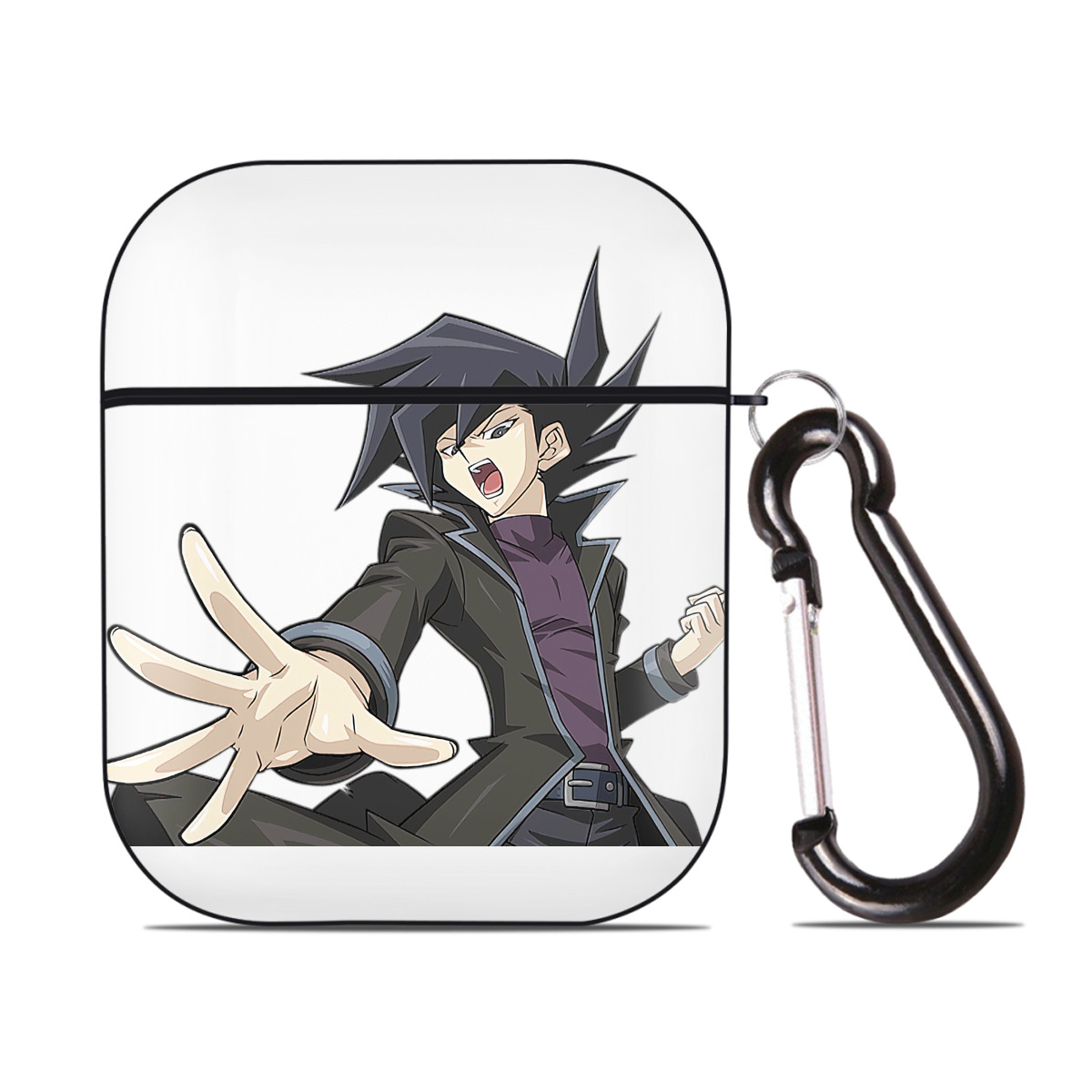 （画像用） 遊☆戯☆王 Yu-Gi-Oh! AirPods 第2世代保護ケース ハードシェル ブラック 耐衝撃・防指紋・カラビナ付き
