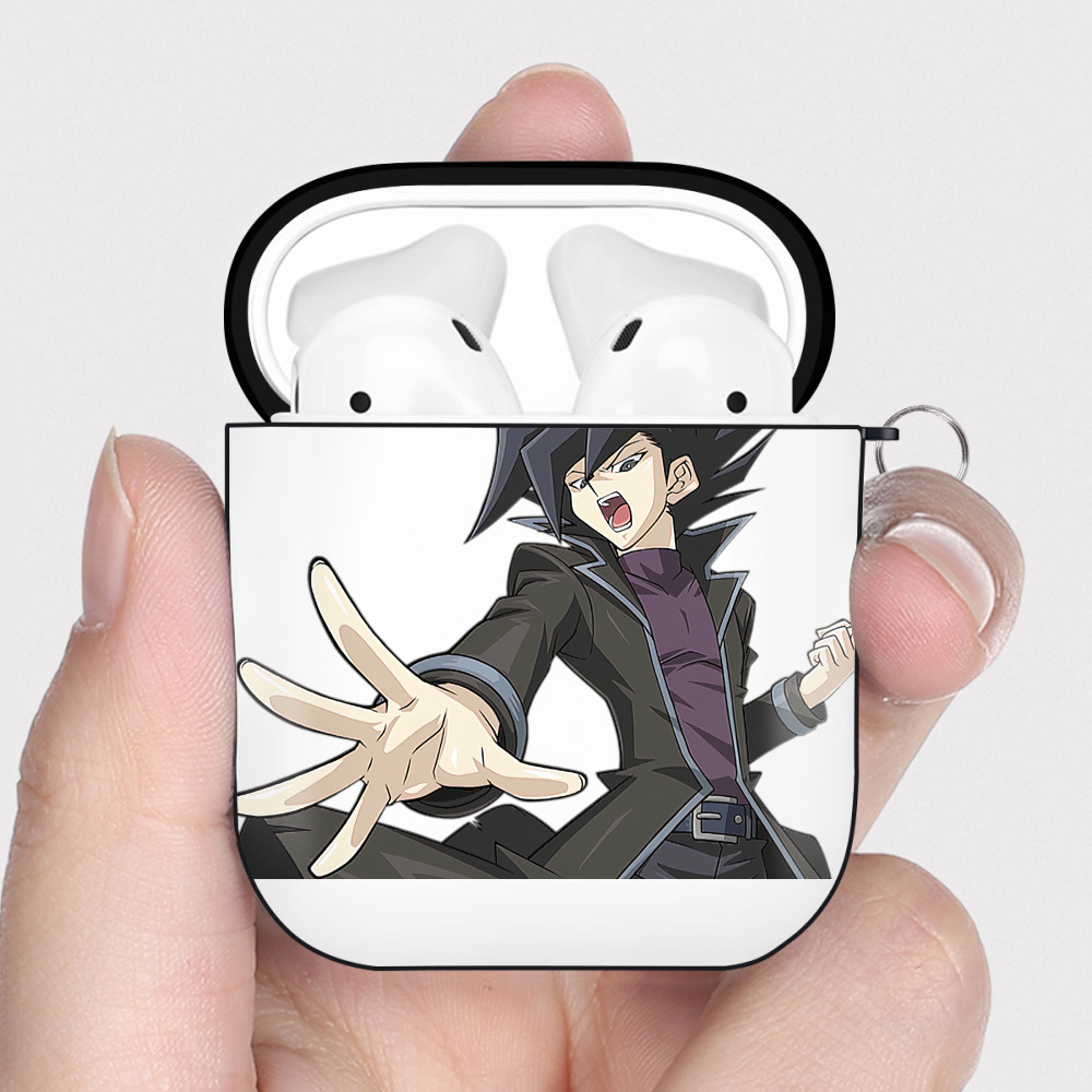 （画像用） 遊☆戯☆王 Yu-Gi-Oh! AirPods 第2世代保護ケース ハードシェル ブラック 耐衝撃・防指紋・カラビナ付き