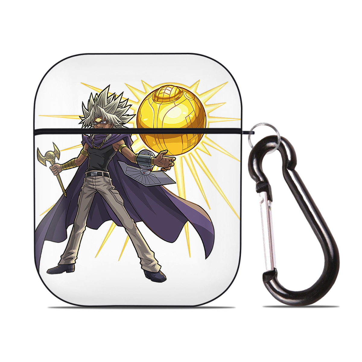 （画像用） 遊☆戯☆王 Yu-Gi-Oh! AirPods 第2世代保護ケース ハードシェル ブラック 耐衝撃・防指紋・カラビナ付き