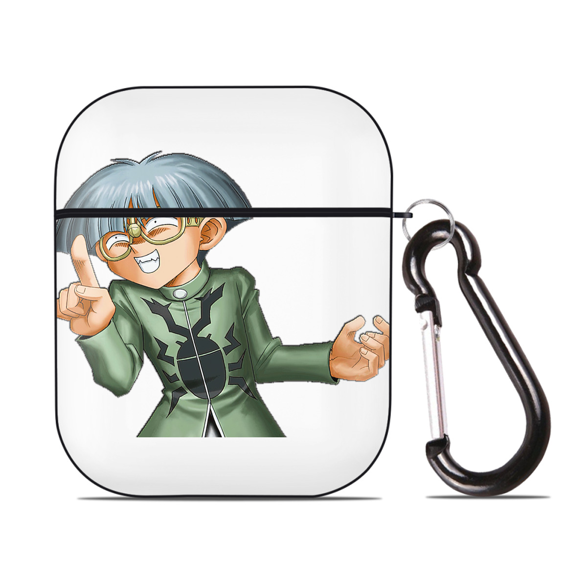（画像用） 遊☆戯☆王 Yu-Gi-Oh! AirPods 第2世代保護ケース ハードシェル ブラック 耐衝撃・防指紋・カラビナ付き
