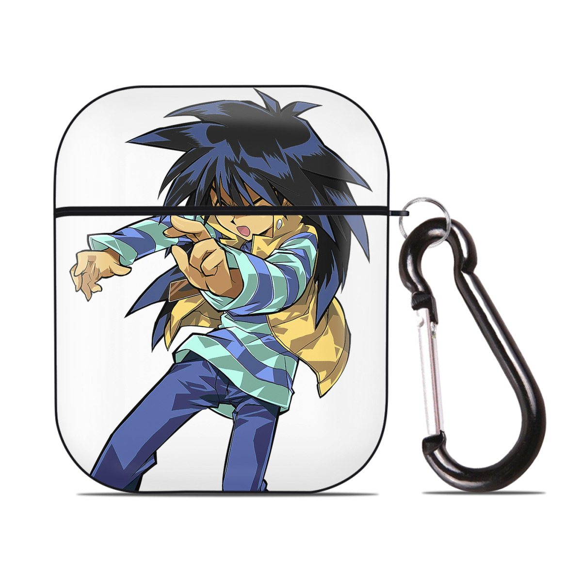 （画像用） 遊☆戯☆王 Yu-Gi-Oh! AirPods 第2世代保護ケース ハードシェル ブラック 耐衝撃・防指紋・カラビナ付き