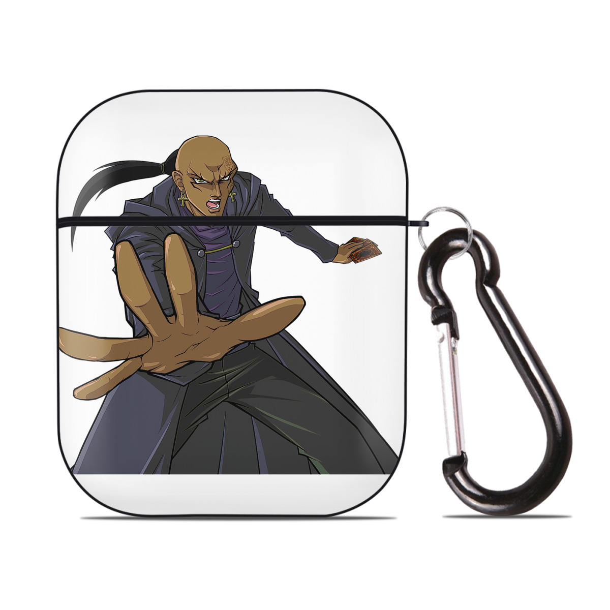 （画像用） 遊☆戯☆王 Yu-Gi-Oh! AirPods 第2世代保護ケース ハードシェル ブラック 耐衝撃・防指紋・カラビナ付き