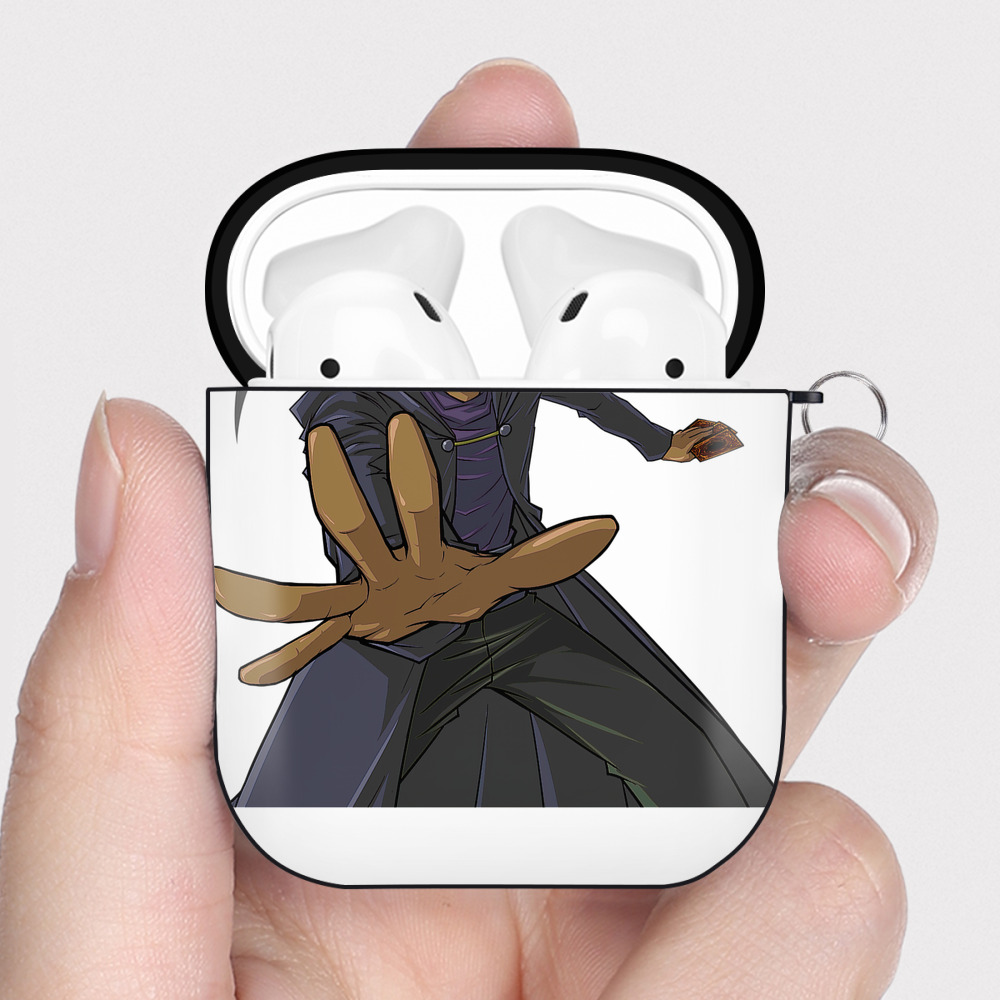 （画像用） 遊☆戯☆王 Yu-Gi-Oh! AirPods 第2世代保護ケース ハードシェル ブラック 耐衝撃・防指紋・カラビナ付き