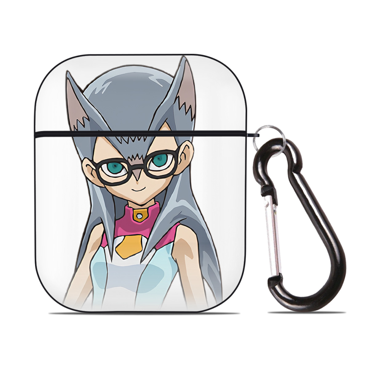 （画像用） 遊☆戯☆王 Yu-Gi-Oh! AirPods 第2世代保護ケース ハードシェル ブラック 耐衝撃・防指紋・カラビナ付き