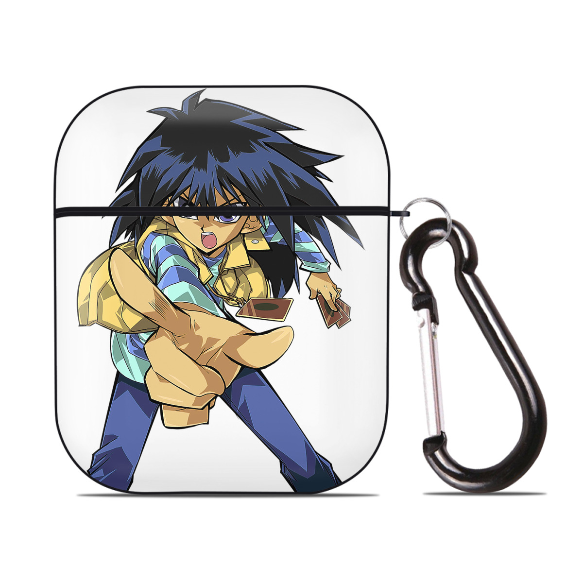 （画像用） 遊☆戯☆王 Yu-Gi-Oh! AirPods 第2世代保護ケース ハードシェル ブラック 耐衝撃・防指紋・カラビナ付き