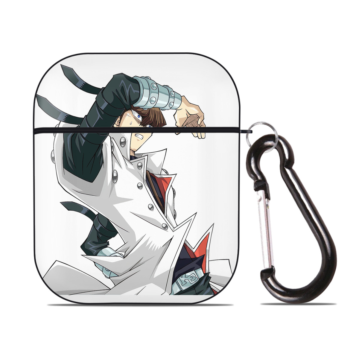 （画像用） 遊☆戯☆王 Yu-Gi-Oh! AirPods 第2世代保護ケース ハードシェル ブラック 耐衝撃・防指紋・カラビナ付き