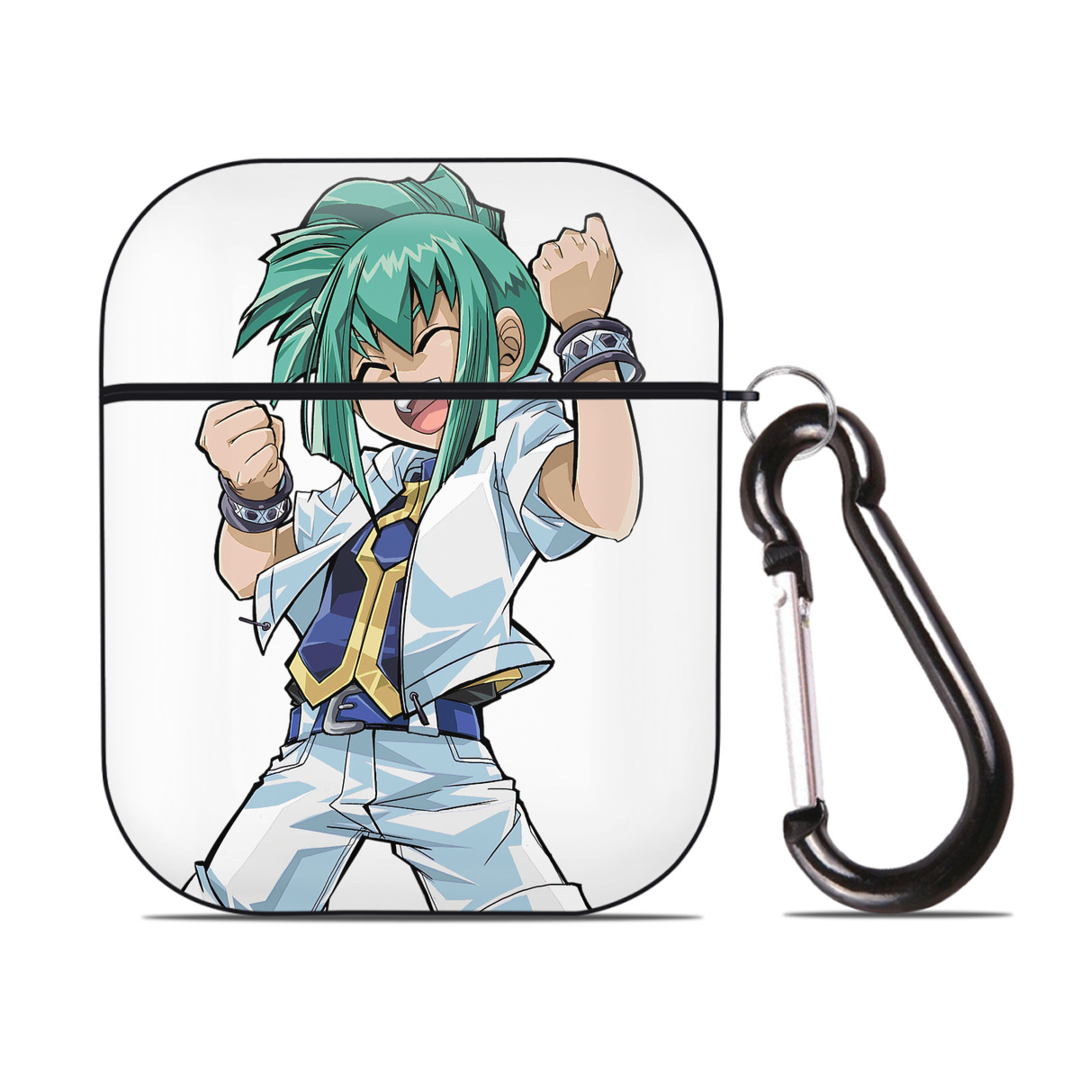 （画像用） 遊☆戯☆王 Yu-Gi-Oh! AirPods 第2世代保護ケース ハードシェル ブラック 耐衝撃・防指紋・カラビナ付き