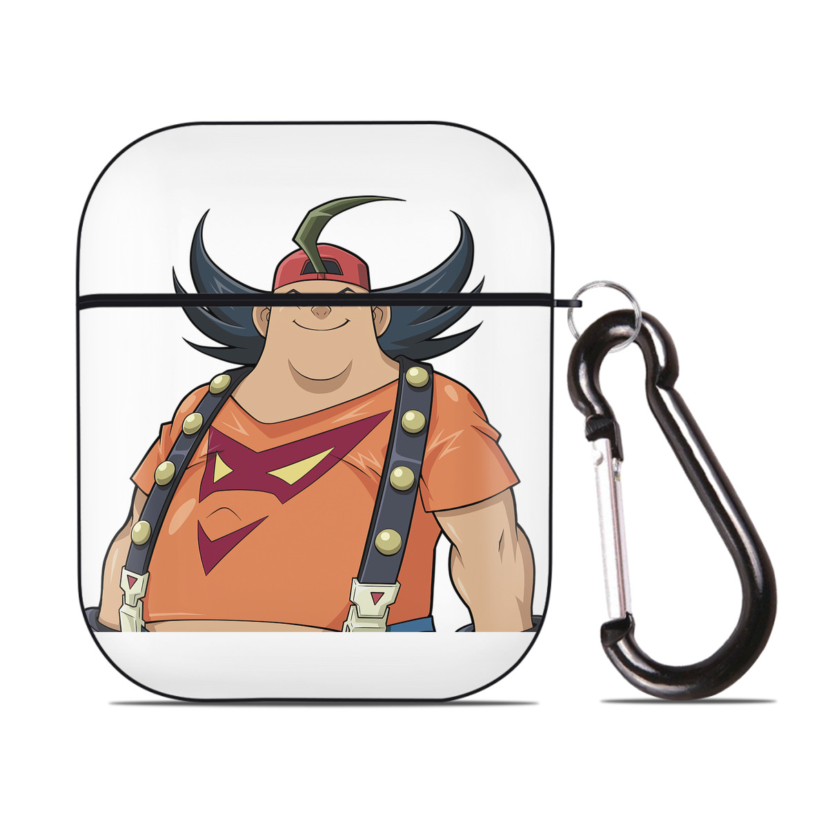 （画像用） 遊☆戯☆王 Yu-Gi-Oh! AirPods 第2世代保護ケース ハードシェル ブラック 耐衝撃・防指紋・カラビナ付き