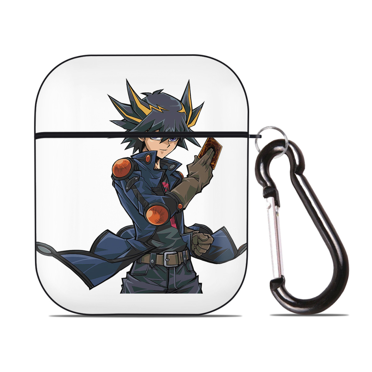 （画像用） 遊☆戯☆王 Yu-Gi-Oh! AirPods 第2世代保護ケース ハードシェル ブラック 耐衝撃・防指紋・カラビナ付き