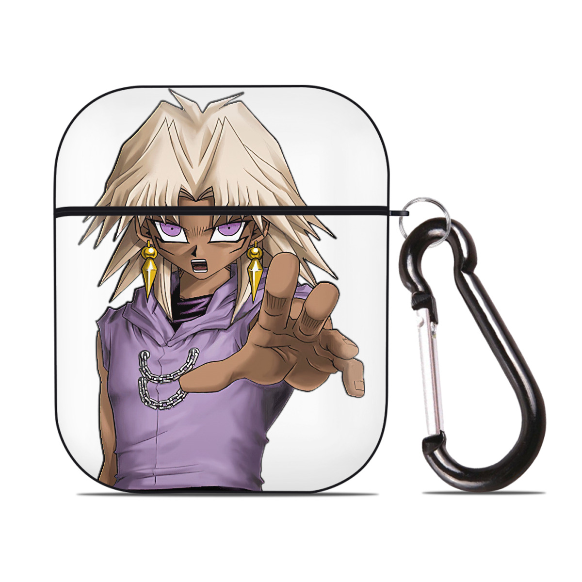 （画像用） 遊☆戯☆王 Yu-Gi-Oh! AirPods 第2世代保護ケース ハードシェル ブラック 耐衝撃・防指紋・カラビナ付き