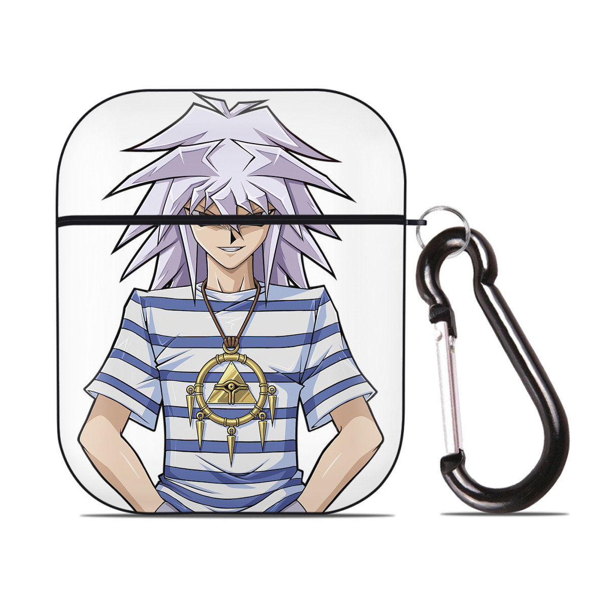 （画像用） 遊☆戯☆王 Yu-Gi-Oh! AirPods 第2世代保護ケース ハードシェル ブラック 耐衝撃・防指紋・カラビナ付き