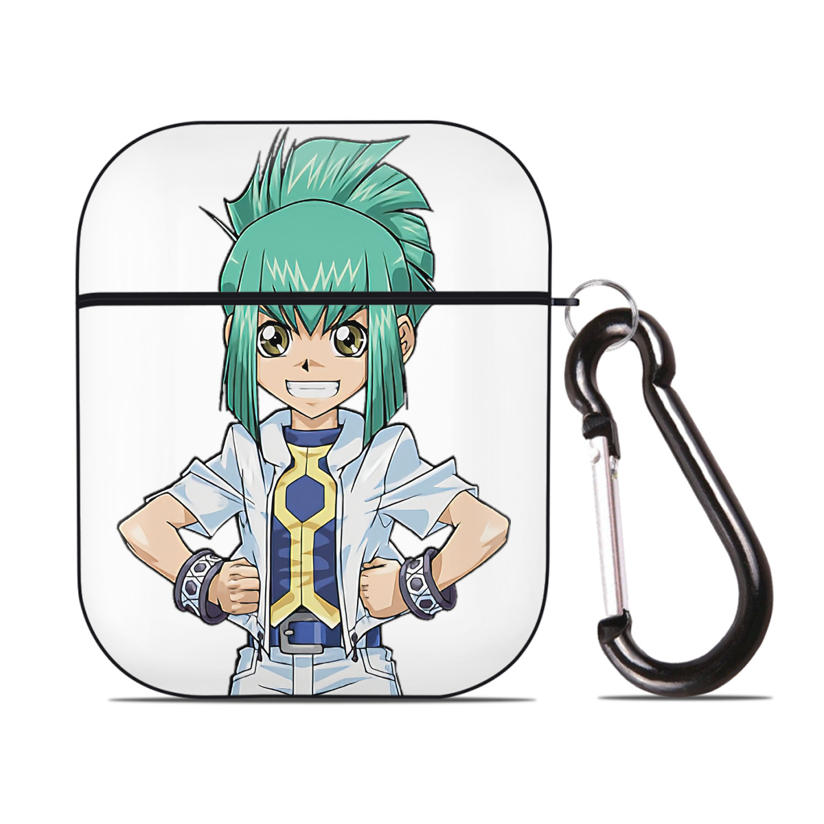（画像用） 遊☆戯☆王 Yu-Gi-Oh! AirPods 第2世代保護ケース ハードシェル ブラック 耐衝撃・防指紋・カラビナ付き