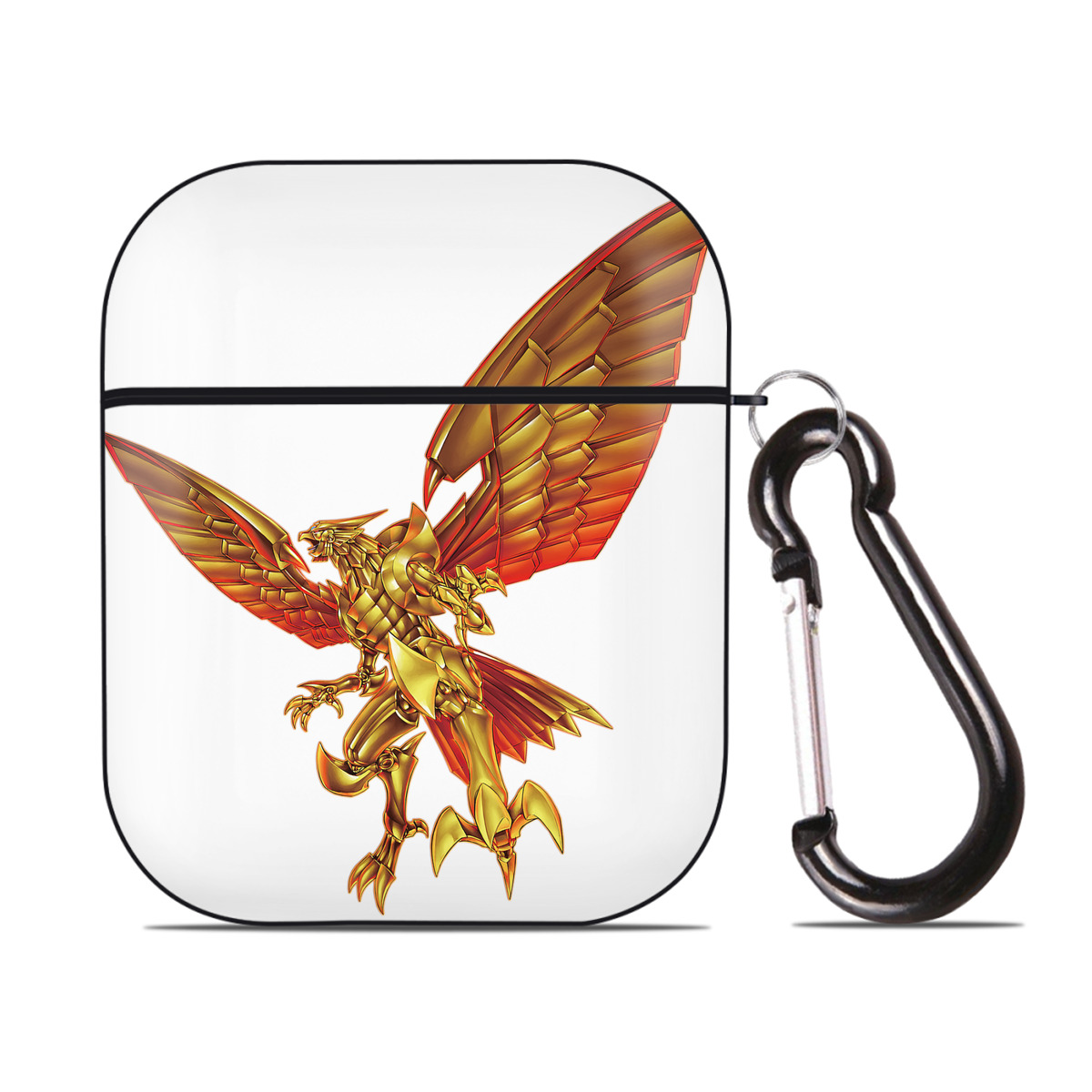 （画像用） 遊☆戯☆王 Yu-Gi-Oh! AirPods 第2世代保護ケース ハードシェル ブラック 耐衝撃・防指紋・カラビナ付き