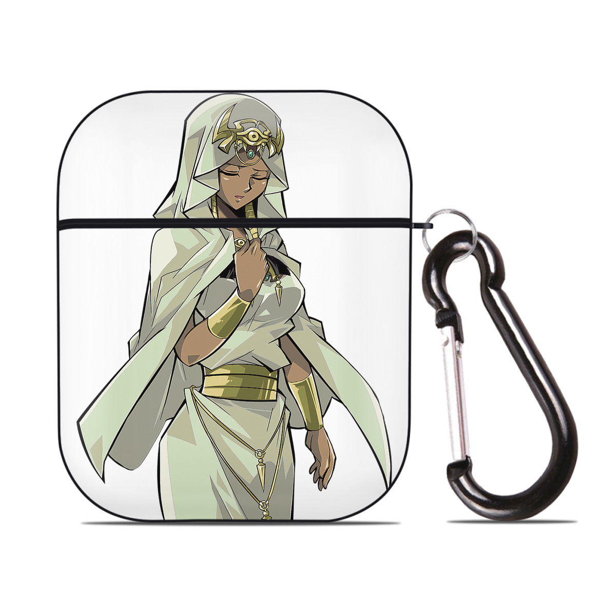 （画像用） 遊☆戯☆王 Yu-Gi-Oh! AirPods 第2世代保護ケース ハードシェル ブラック 耐衝撃・防指紋・カラビナ付き