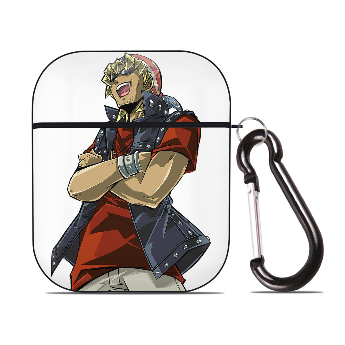 （画像用） 遊☆戯☆王 Yu-Gi-Oh! AirPods 第2世代保護ケース ハードシェル ブラック 耐衝撃・防指紋・カラビナ付き