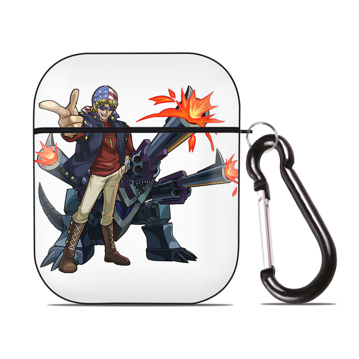 （画像用） 遊☆戯☆王 Yu-Gi-Oh! AirPods 第2世代保護ケース ハードシェル ブラック 耐衝撃・防指紋・カラビナ付き