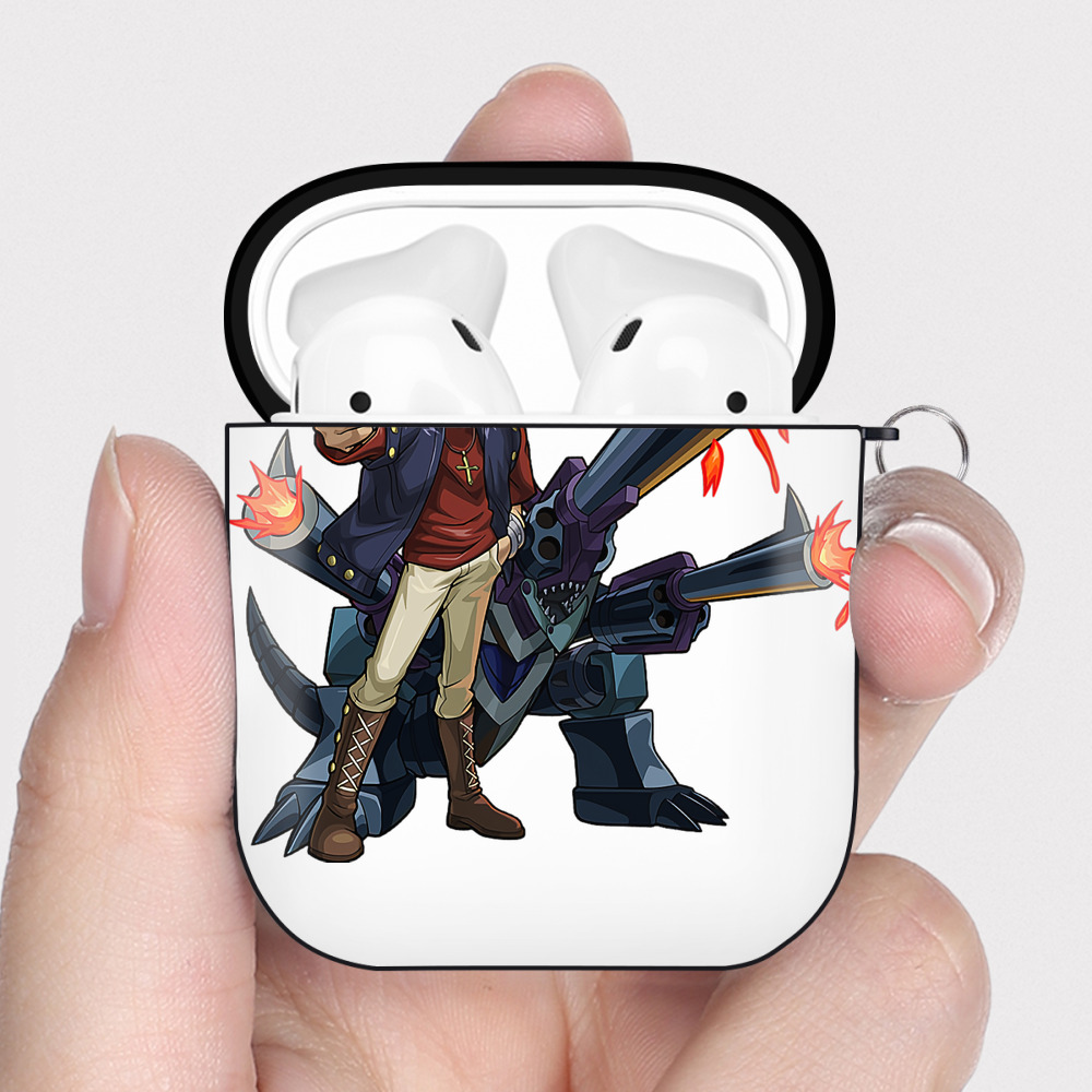 （画像用） 遊☆戯☆王 Yu-Gi-Oh! AirPods 第2世代保護ケース ハードシェル ブラック 耐衝撃・防指紋・カラビナ付き
