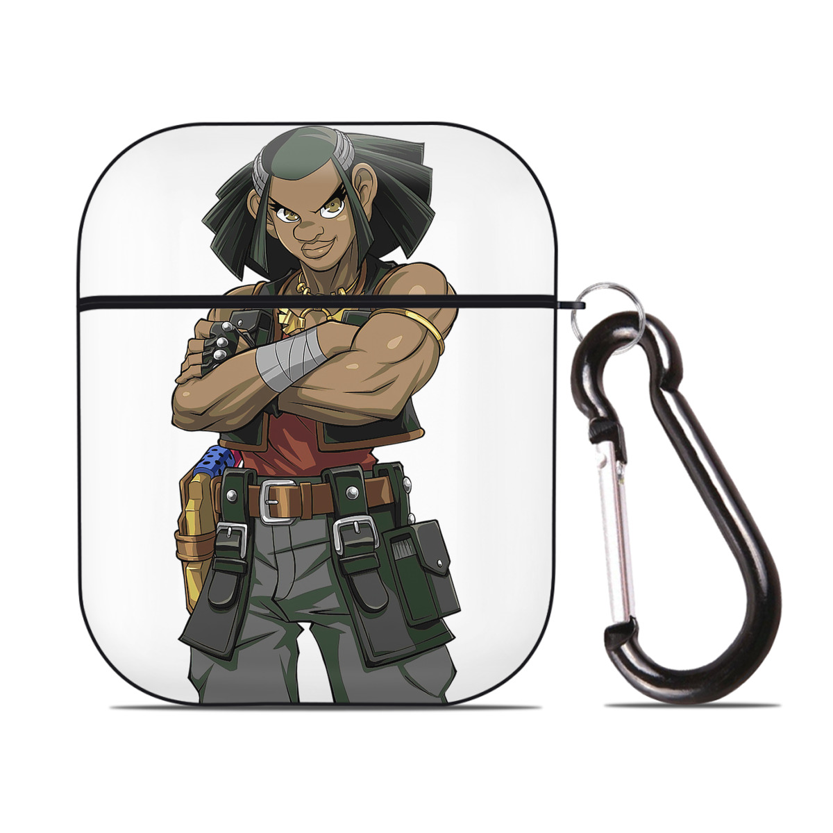 （画像用） 遊☆戯☆王 Yu-Gi-Oh! AirPods 第2世代保護ケース ハードシェル ブラック 耐衝撃・防指紋・カラビナ付き