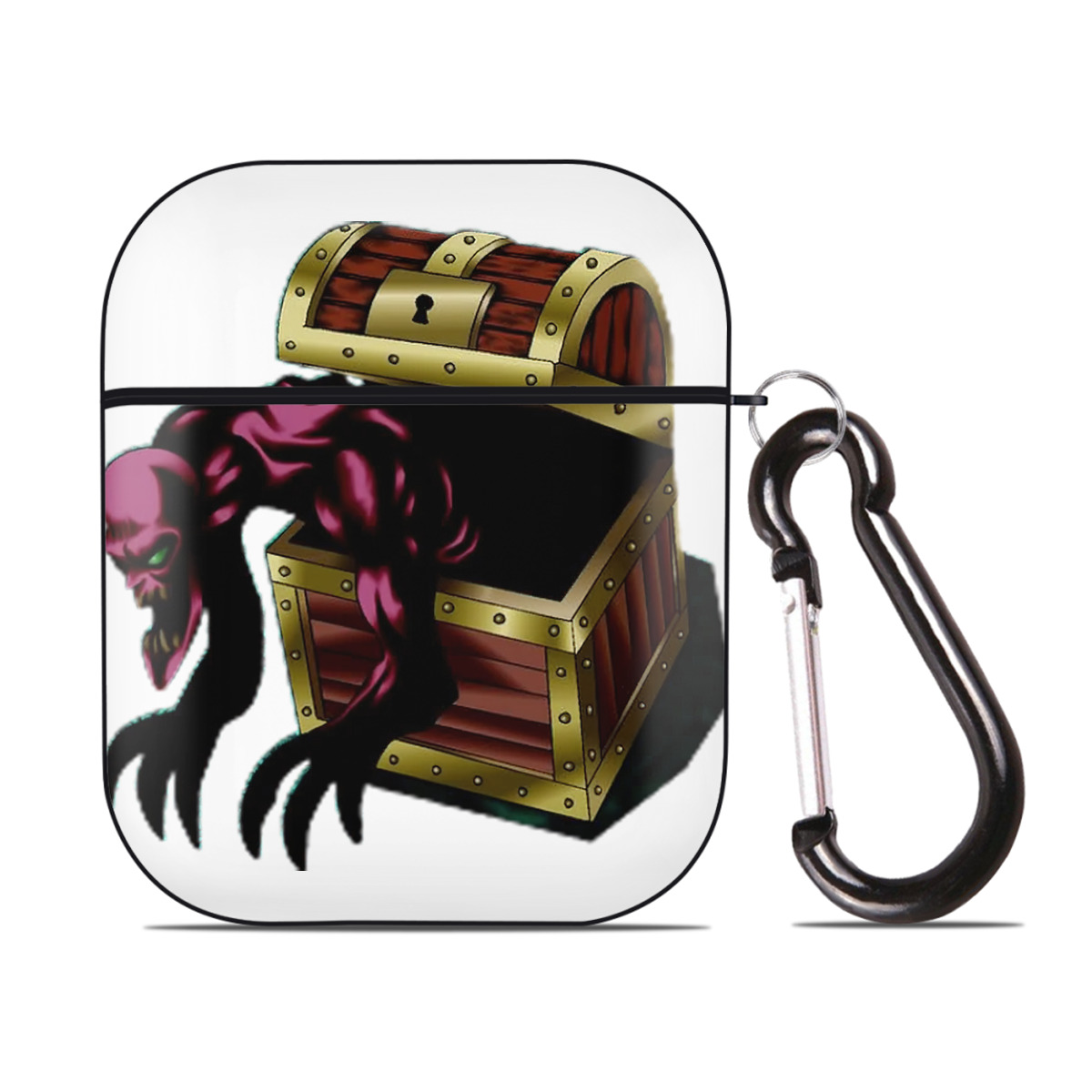 （画像用） 遊☆戯☆王 Yu-Gi-Oh! AirPods 第2世代保護ケース ハードシェル ブラック 耐衝撃・防指紋・カラビナ付き