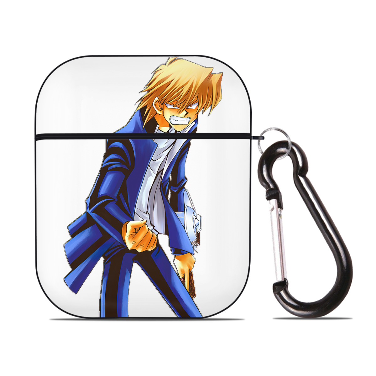 （画像用） 遊☆戯☆王 Yu-Gi-Oh! AirPods 第2世代保護ケース ハードシェル ブラック 耐衝撃・防指紋・カラビナ付き