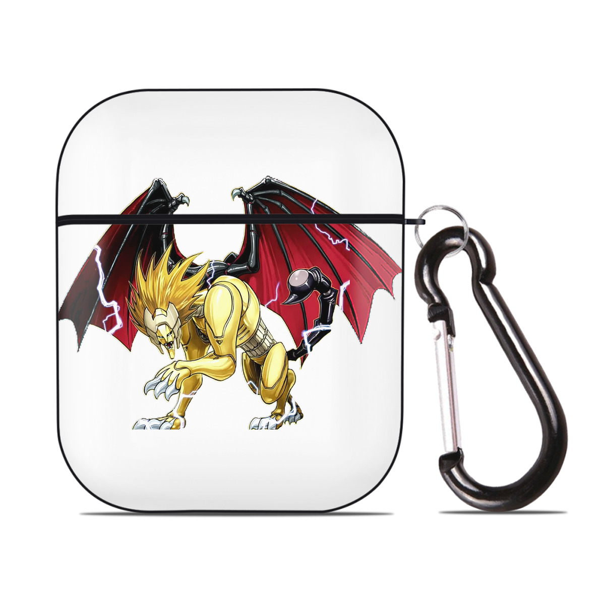 （画像用） 遊☆戯☆王 Yu-Gi-Oh! AirPods 第2世代保護ケース ハードシェル ブラック 耐衝撃・防指紋・カラビナ付き