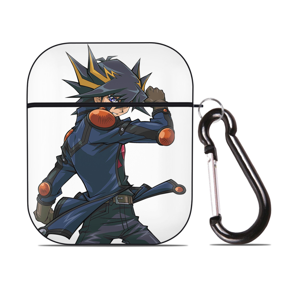 （画像用） 遊☆戯☆王 Yu-Gi-Oh! AirPods 第2世代保護ケース ハードシェル ブラック 耐衝撃・防指紋・カラビナ付き