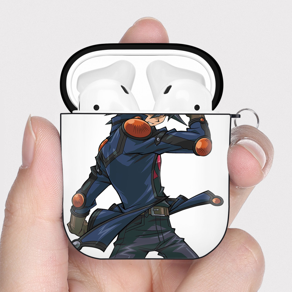 （画像用） 遊☆戯☆王 Yu-Gi-Oh! AirPods 第2世代保護ケース ハードシェル ブラック 耐衝撃・防指紋・カラビナ付き