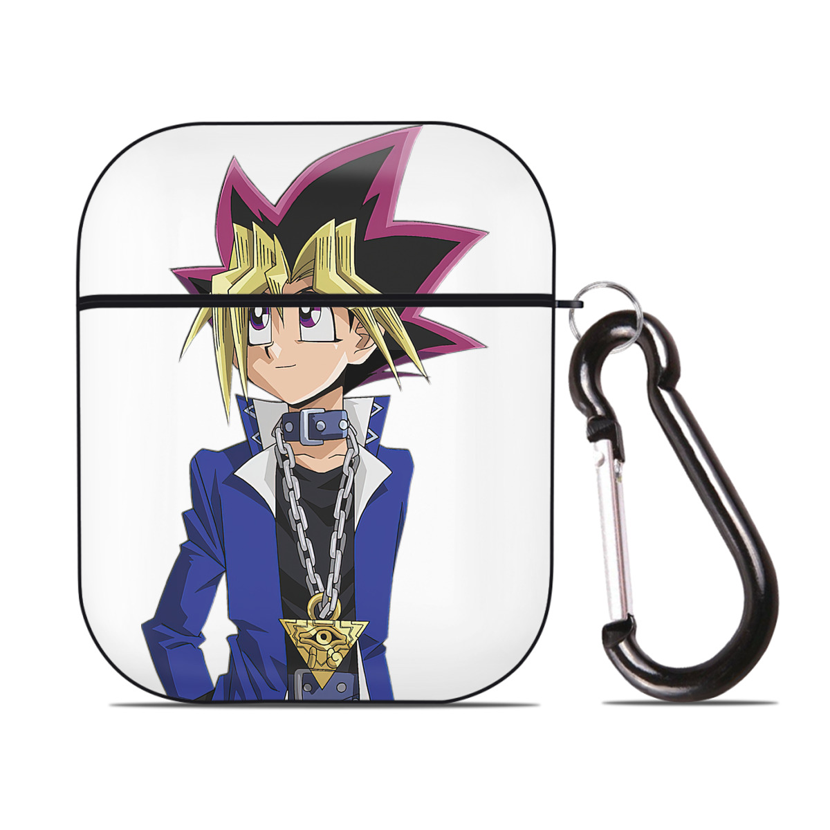 （画像用） 遊☆戯☆王 Yu-Gi-Oh! AirPods 第2世代保護ケース ハードシェル ブラック 耐衝撃・防指紋・カラビナ付き